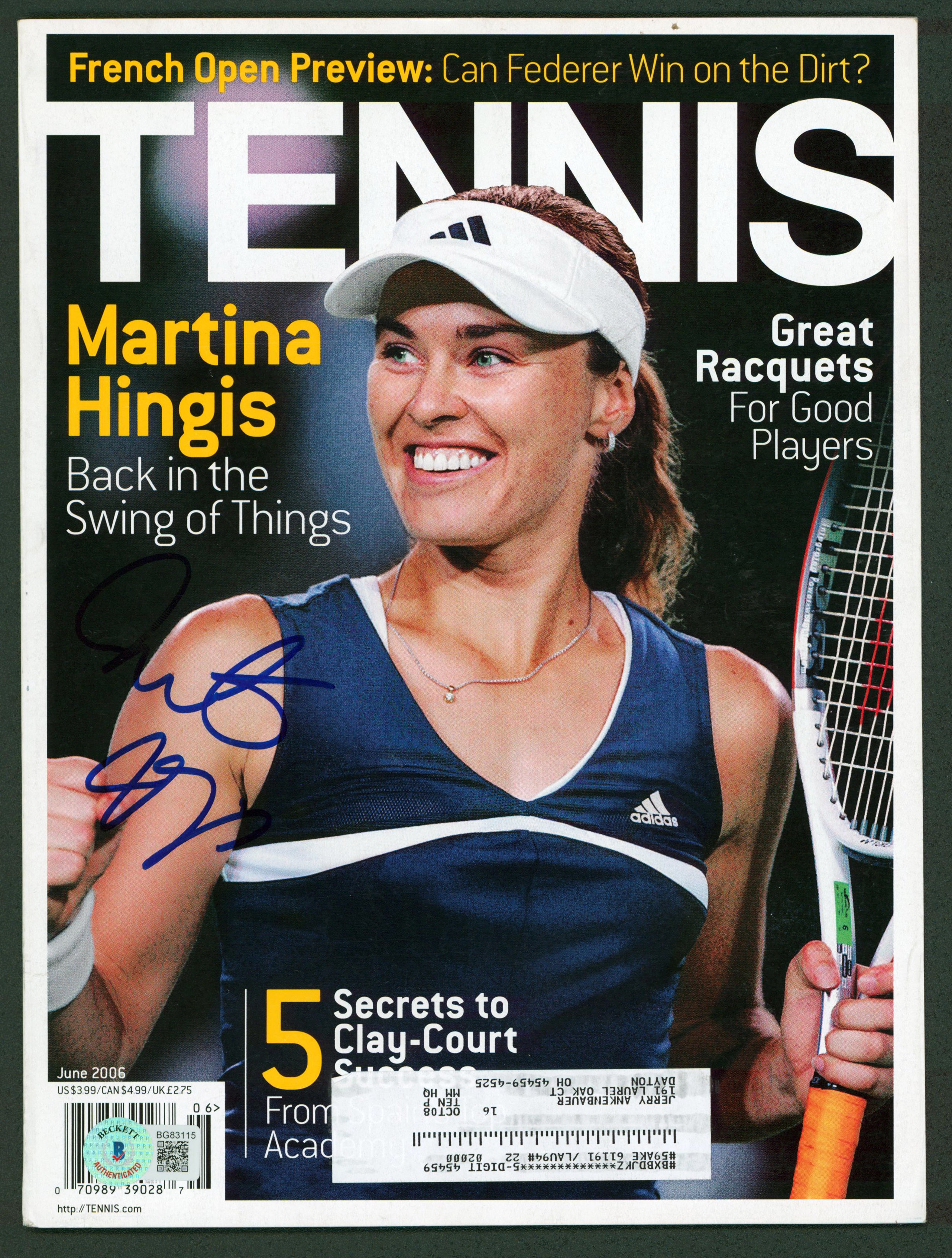Martina Hingis Authentic Signed June 2006 Tennis Magazine BAS #BG83115