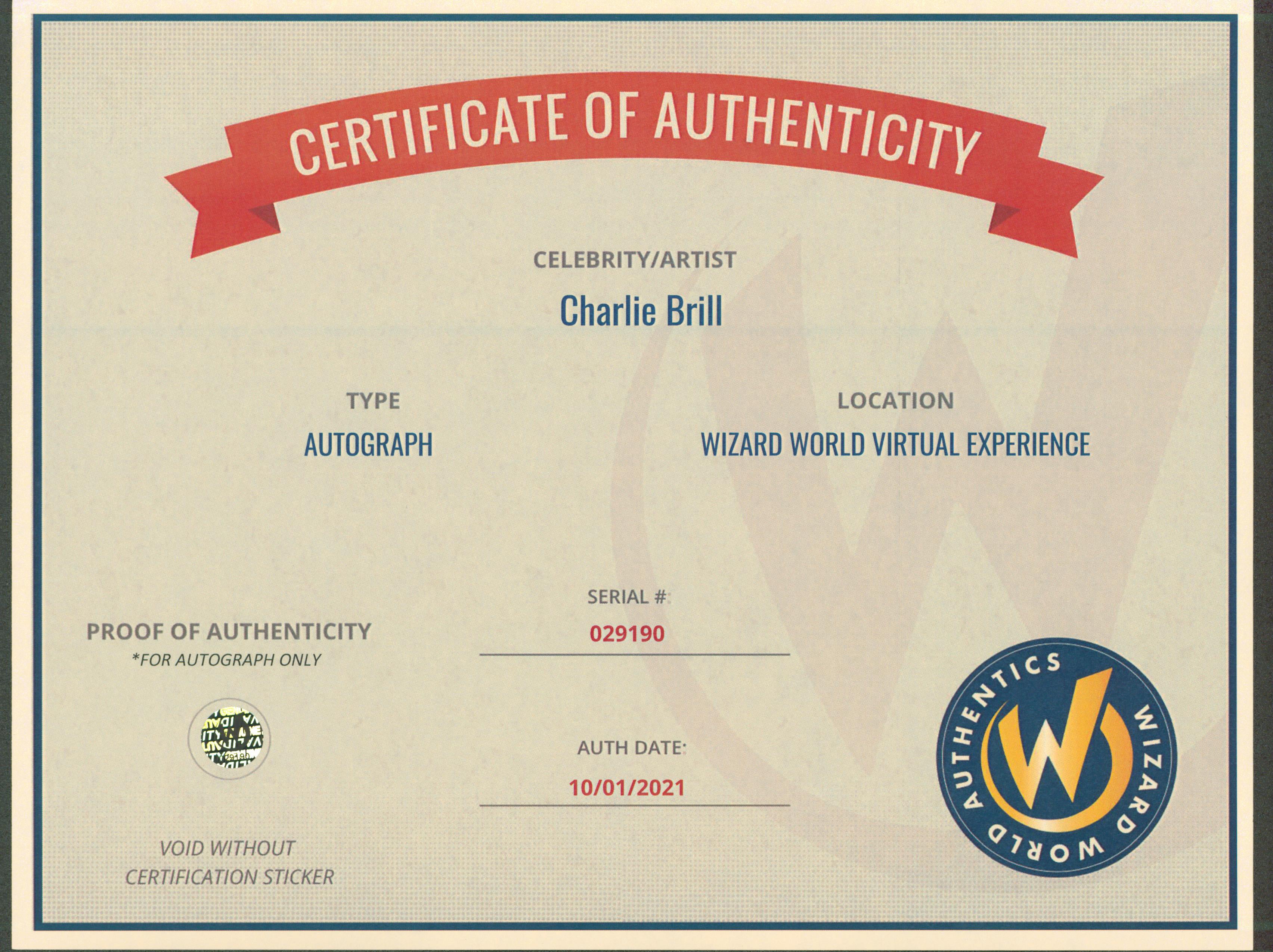 Charlie Brill Silk Stalkings Authentic Signed 8x10 Photo Wizard World #029190