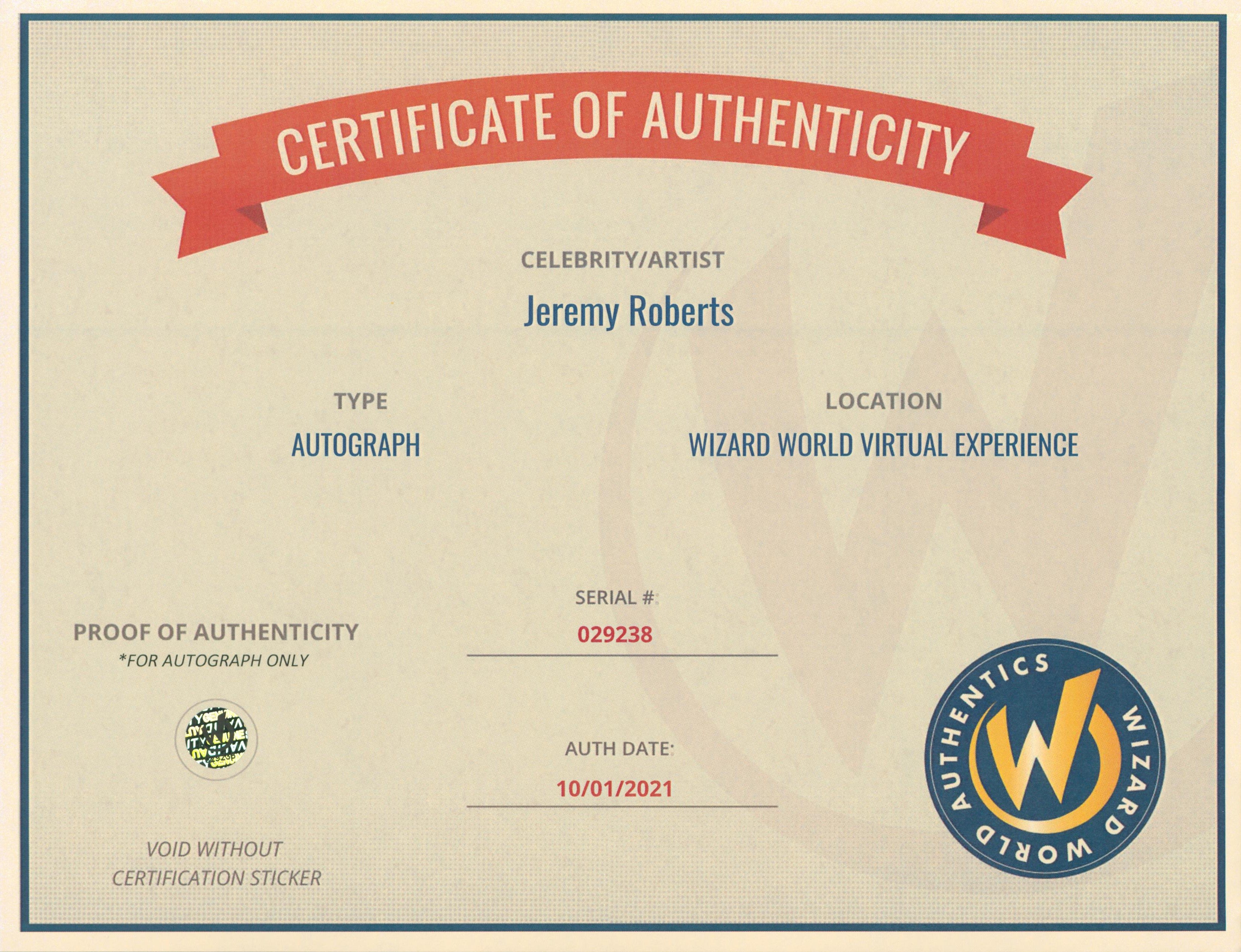 Jeremy Roberts Star Trek: The Original Series Signed 8x10 Photo Wizard World 3