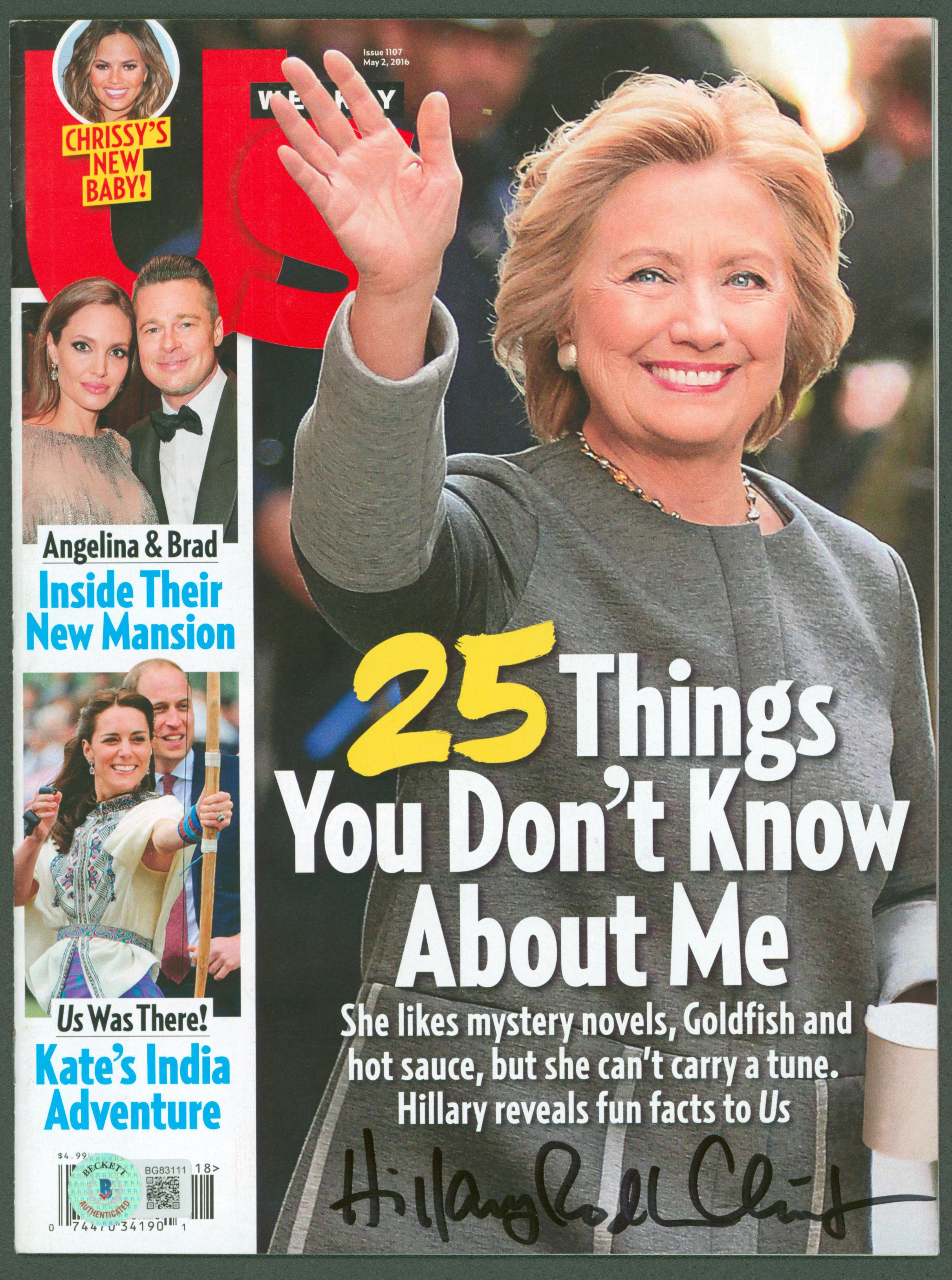 Hillary Rodham Clinton Authentic Signed May 2016 Us Weekly Magazine BAS #BG83111