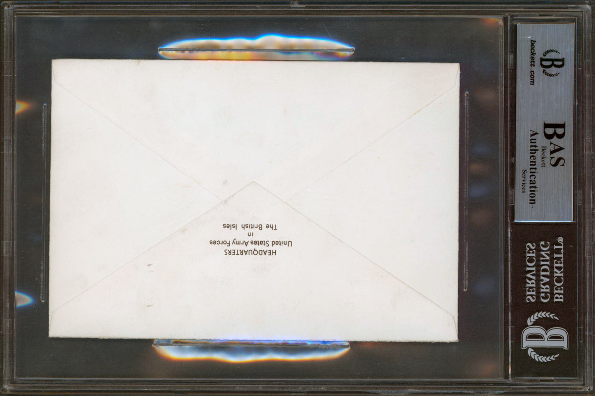 Dwight D. Eisenhower Signed 4.25x6.25 Envelope Postmarked Oct 2, 1942 BAS Slab