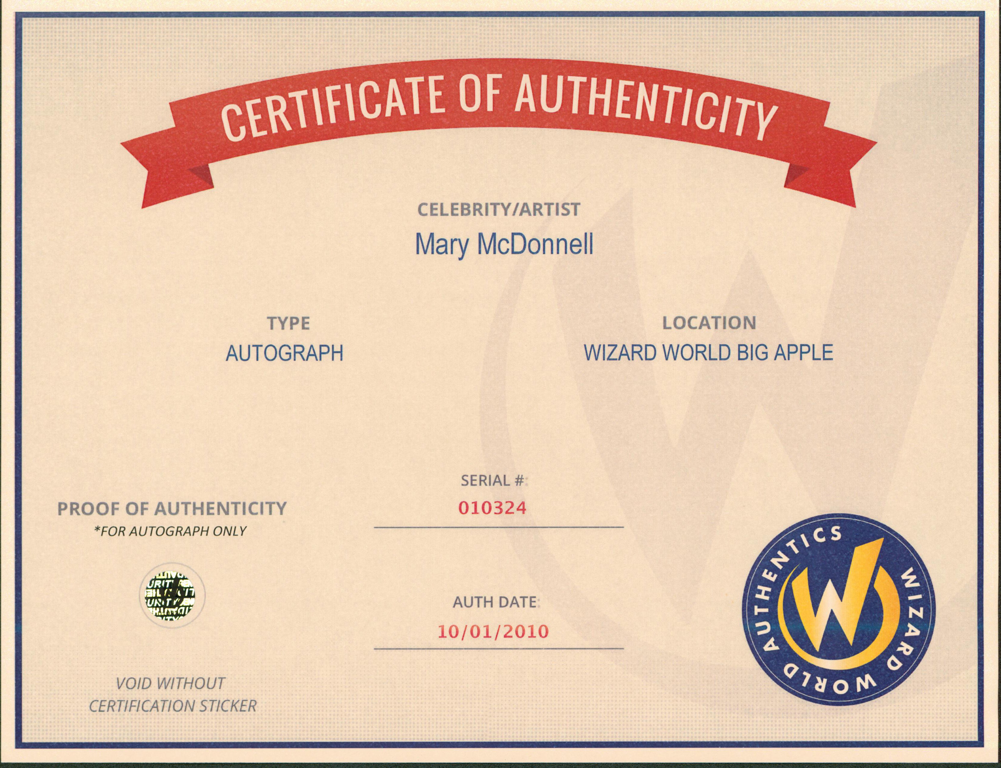Mary McDonnell High Society Authentic Signed 8x10 Photo Wizard World #010324
