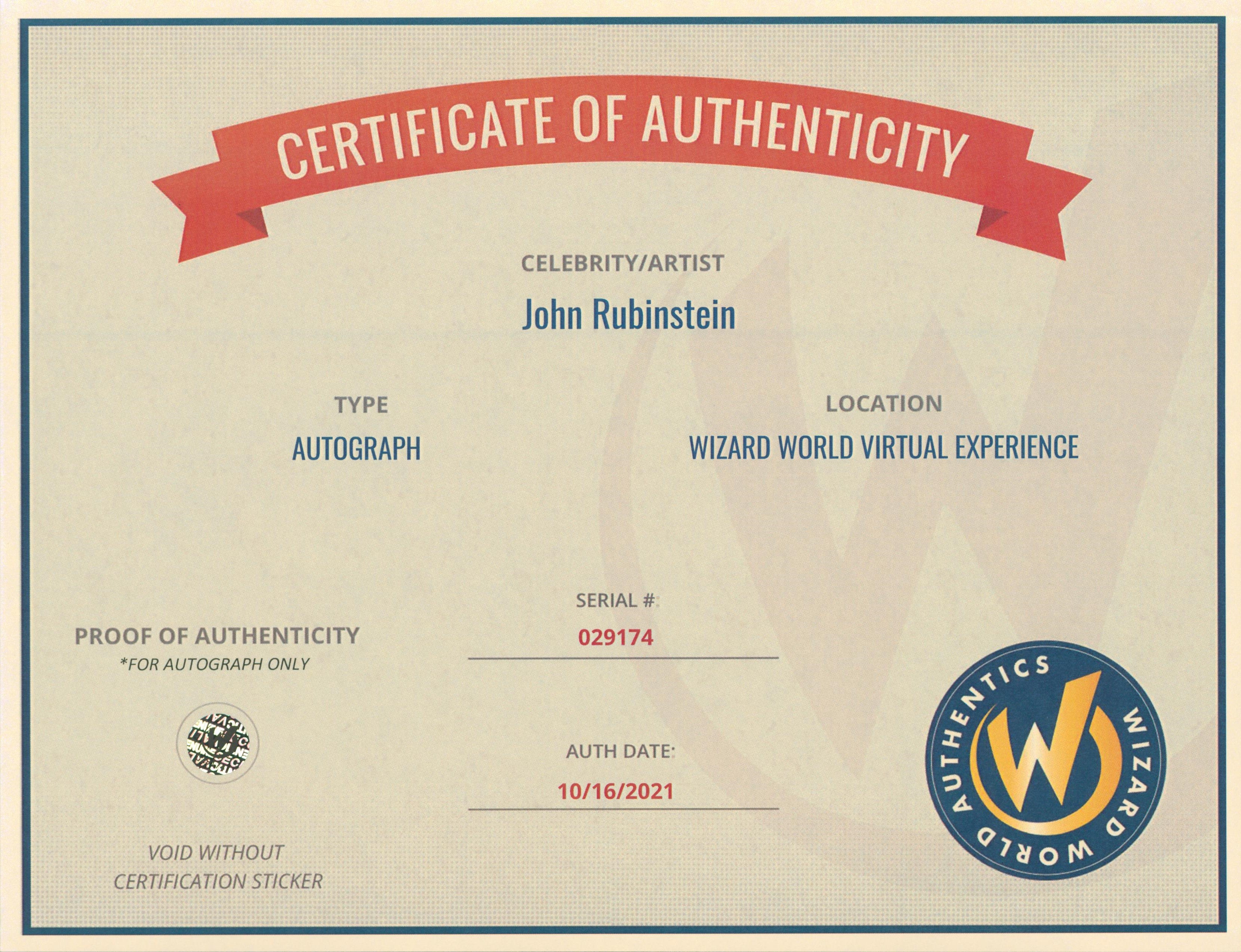 John Rubinstein Star Trek Enterprise Authentic Signed 8x10 Photo Wizard World 3