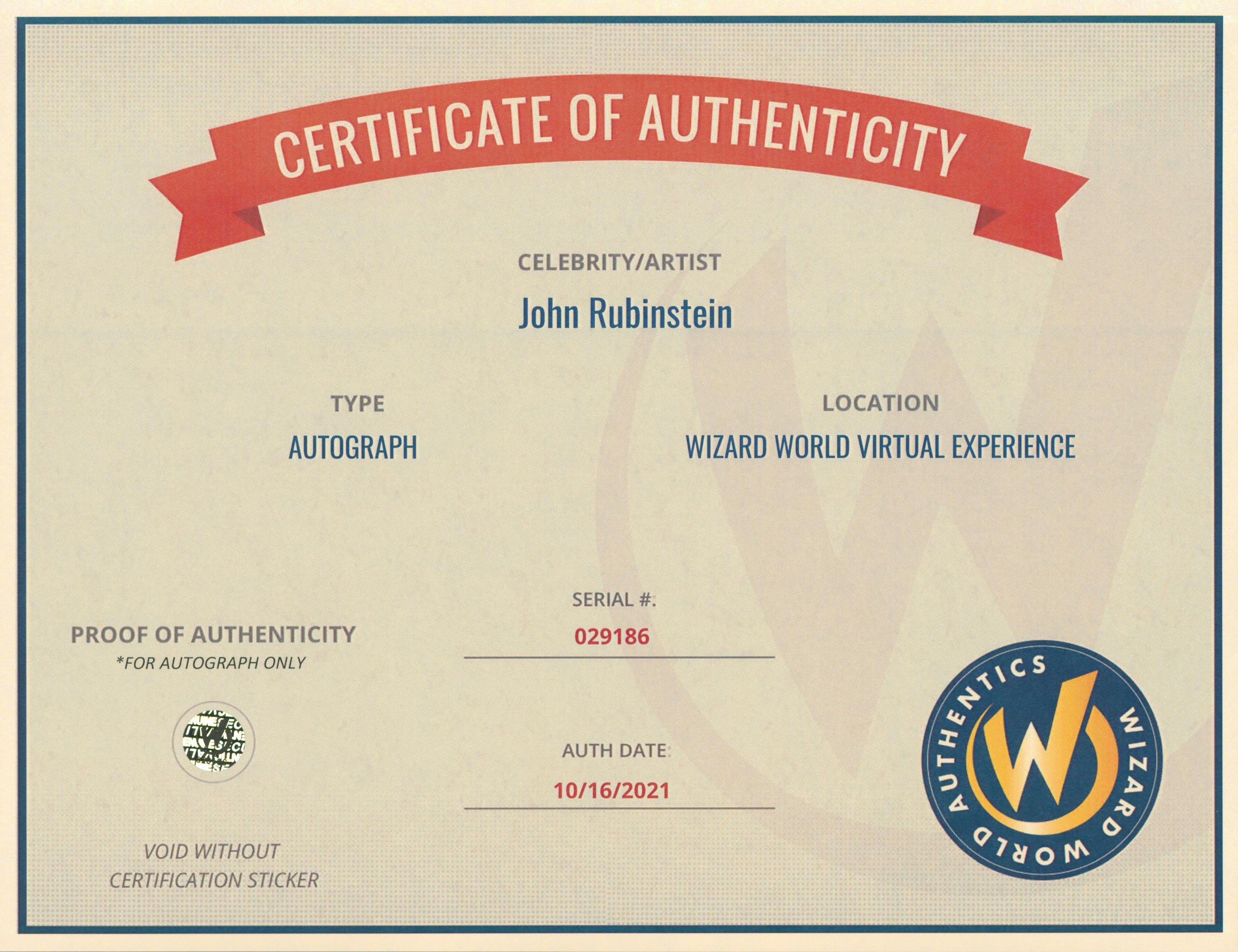 John Rubinstein Wizards of Waverly Place Signed 8x10 Photo Wizard World 3