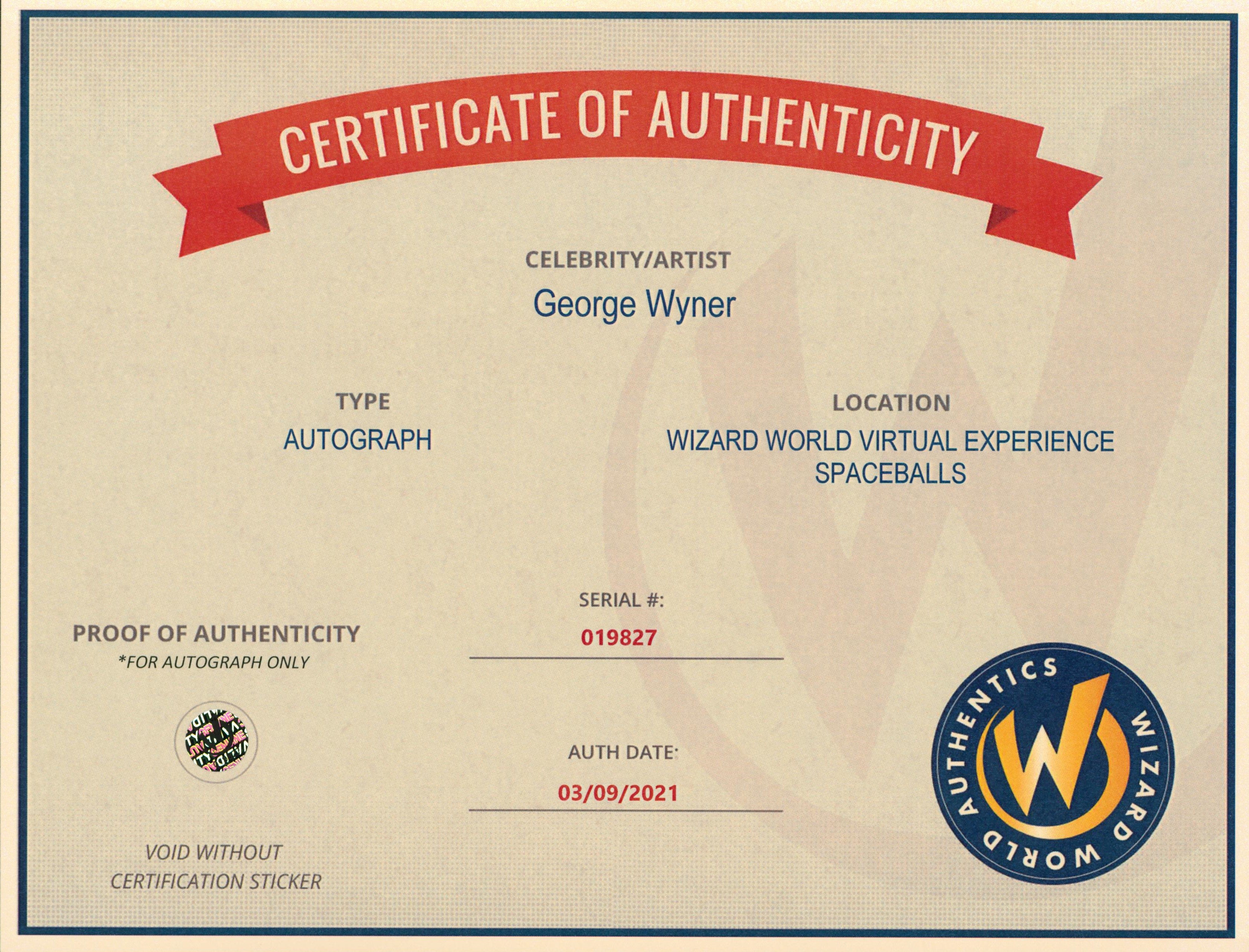 George Wyner Spaceballs Authentic Signed 8x10 Photo Wizard World 1