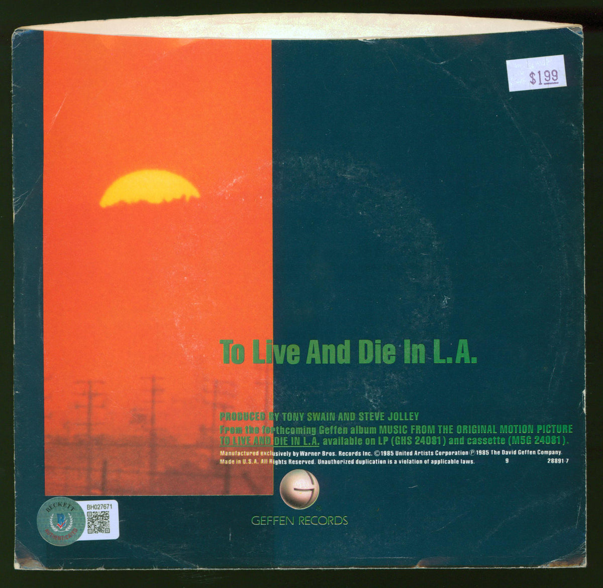 Jack Hues & Nick Feldman Wang Chung Signed 45 RPM Album Cover BAS #BH027671