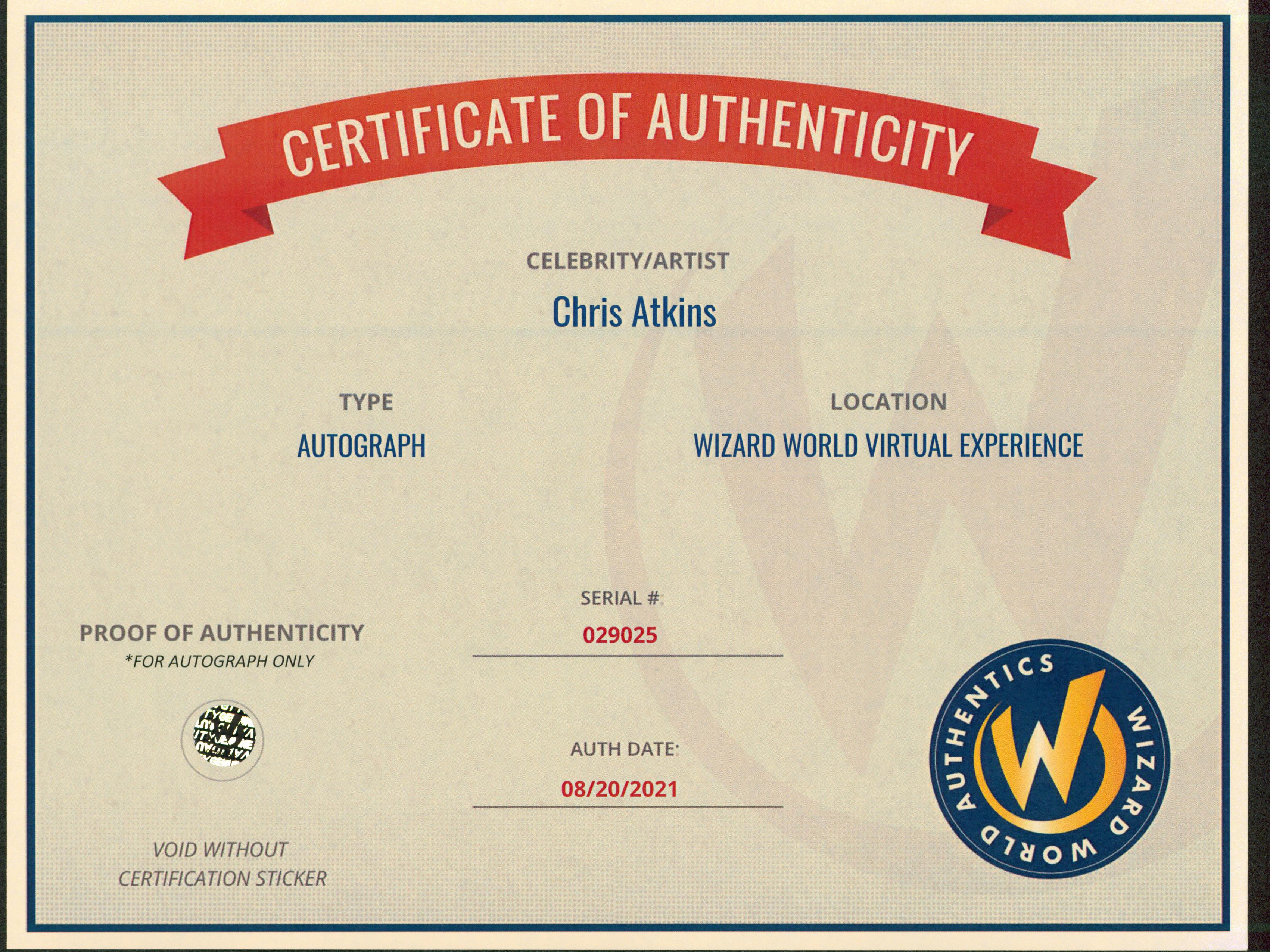 Chris Atkins Pirate Movie "Without a K!" Signed 8x10 Photo Wizard World #029025