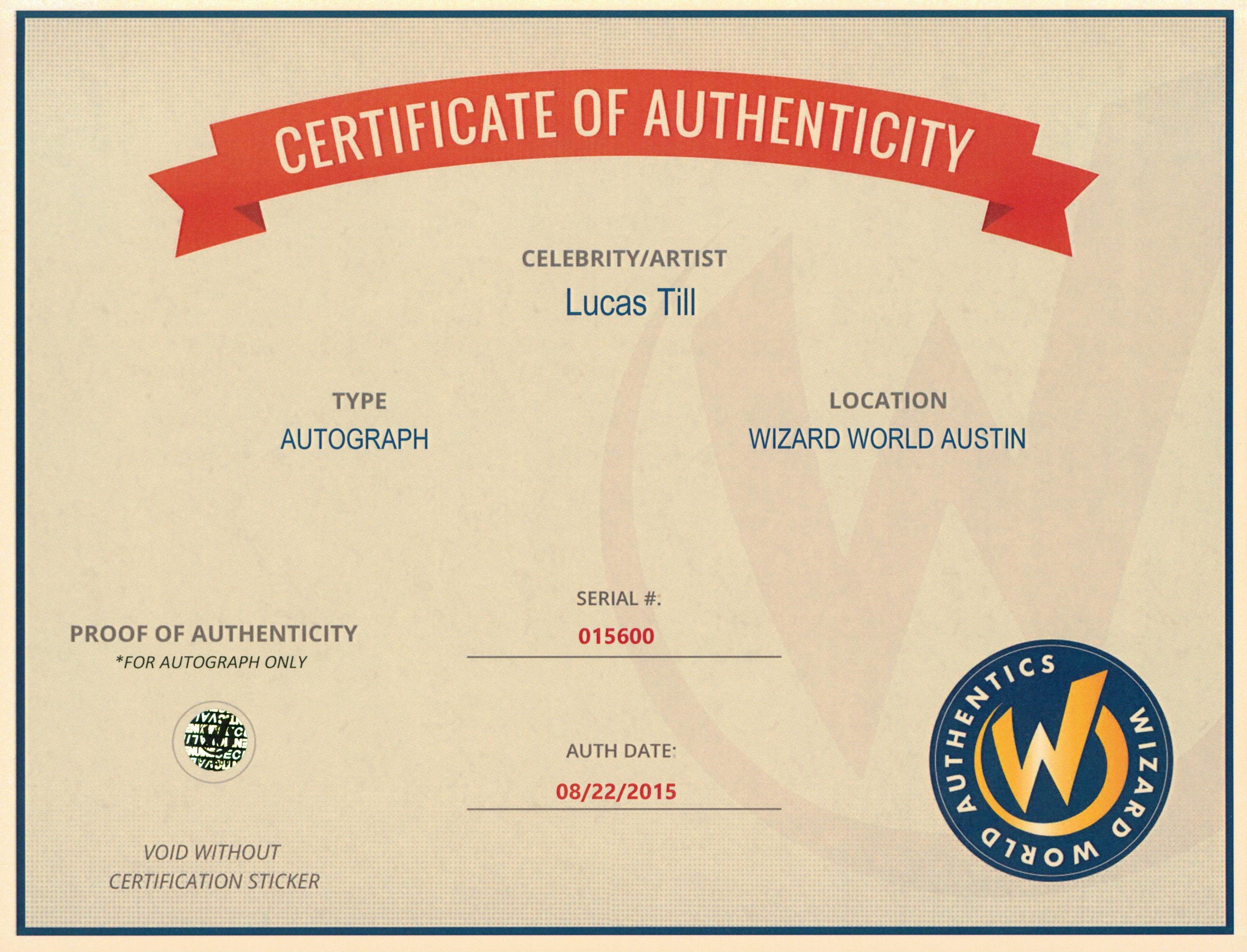 Lucas Till X-Men Days of Future Past Authentic Signed 8x10 Photo Wizard World