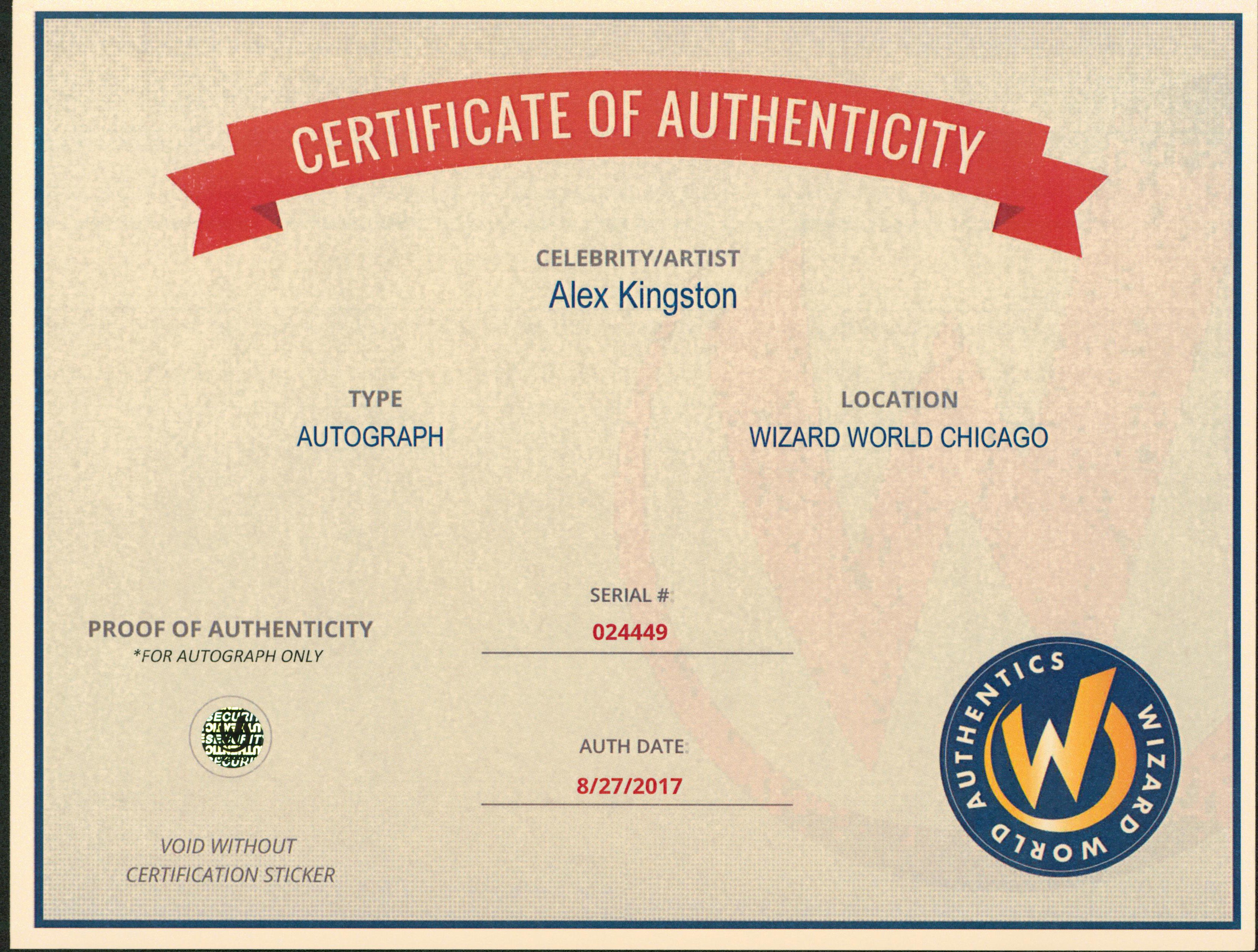 Alex Kingston Arrow Authentic Signed 8x10 Photo Autographed Wizard World