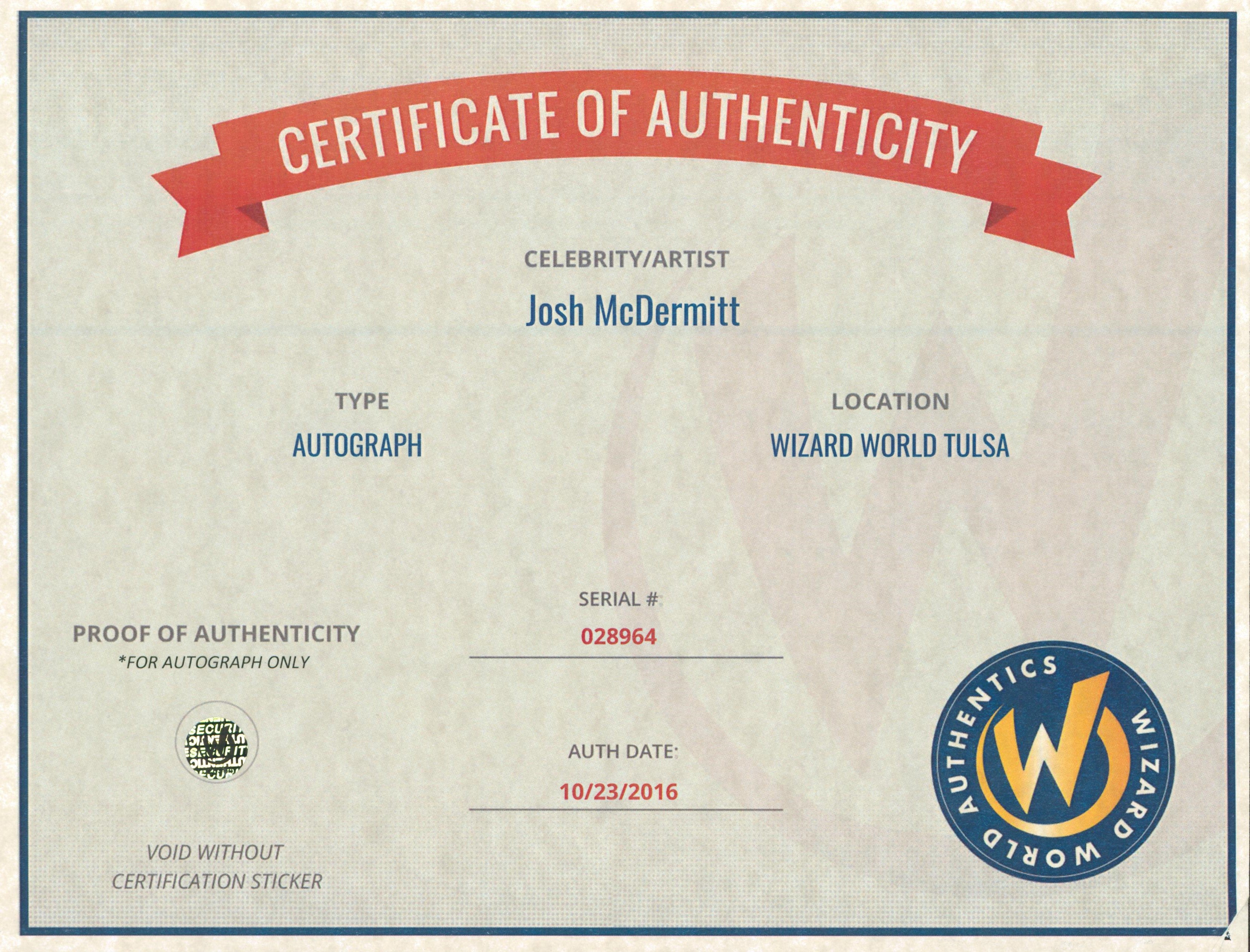 Josh McDermitt The Walking Dead Authentic Signed 8x10 Photo Wizard World 2