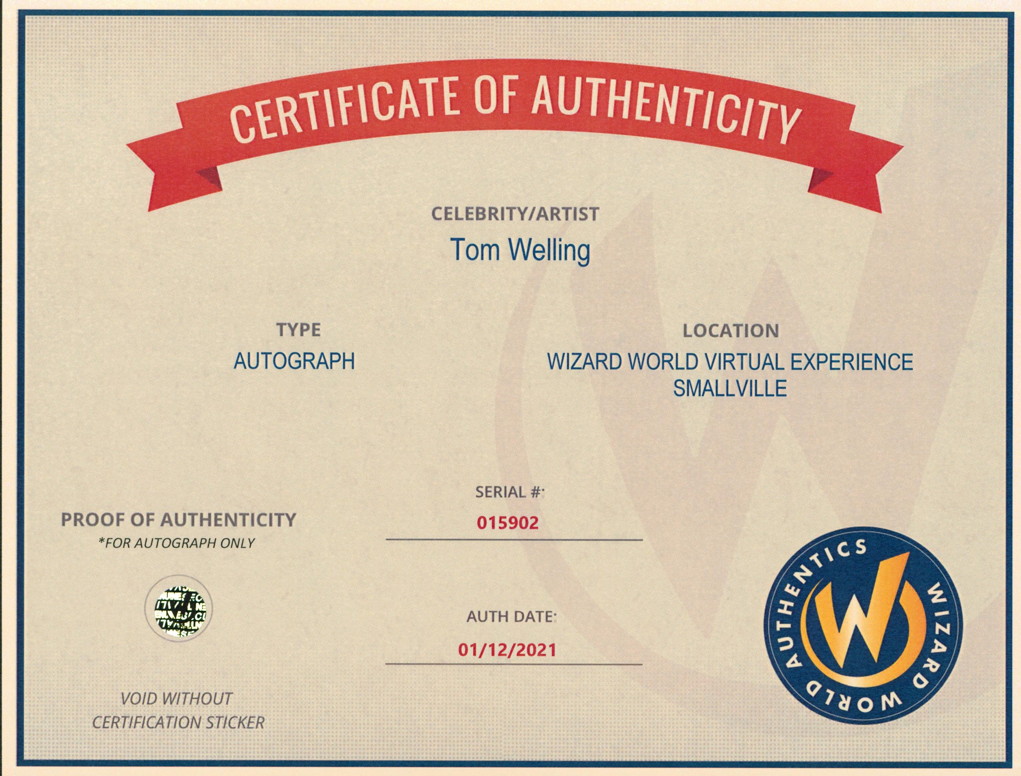Tom Welling Smallville Authentic Signed 8x10 Photo Autographed Wizard World