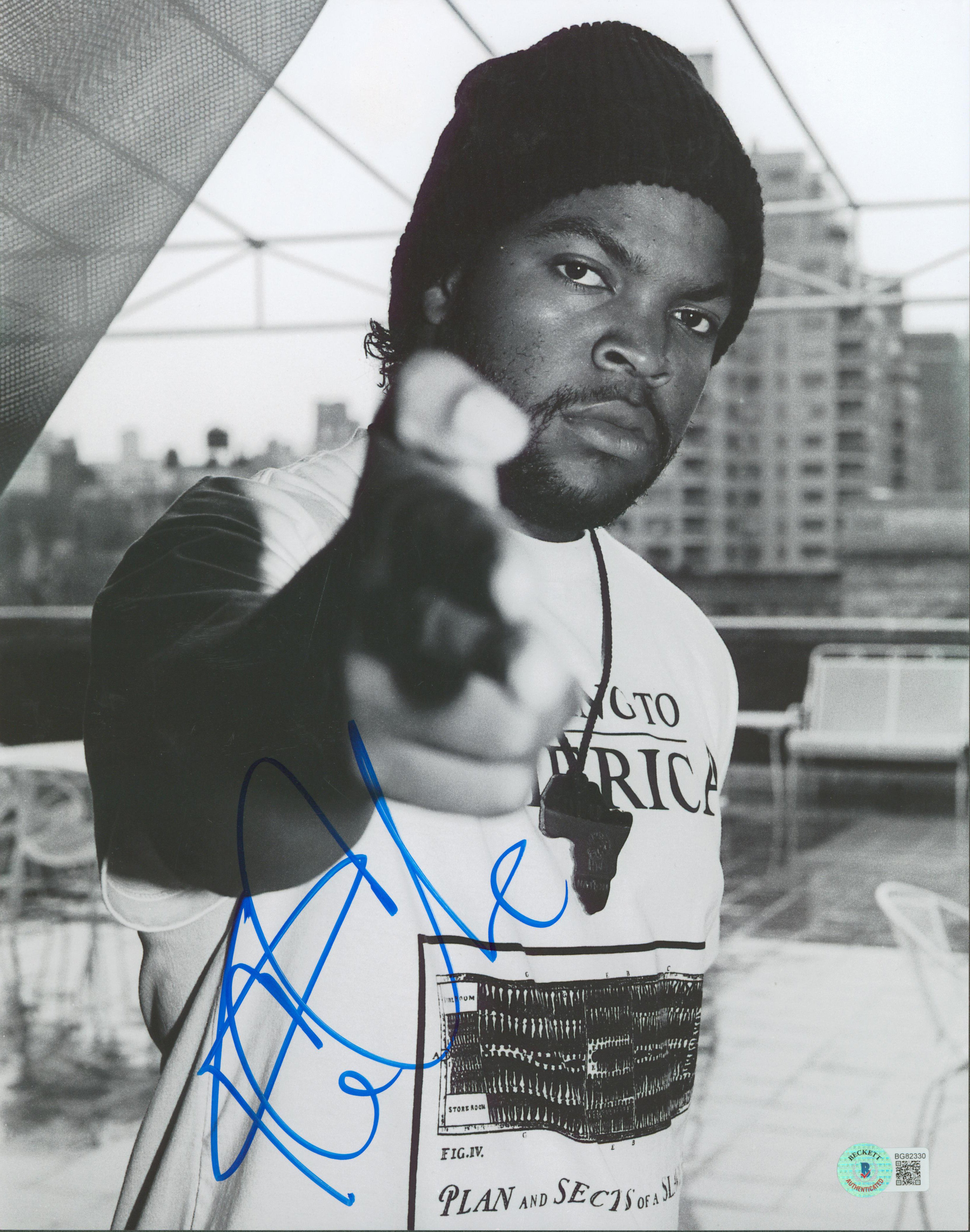 Ice Cube N.W.A Authentic Signed 11x14 Black & White Photo BAS #BG82330