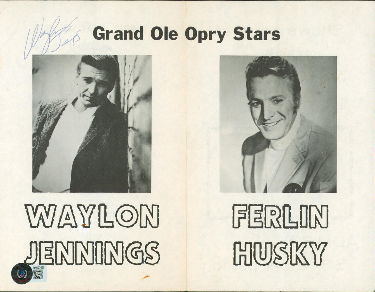 Waylon Jennings Signed Fraternal Order of Police Concert Flyer BAS #BH027655