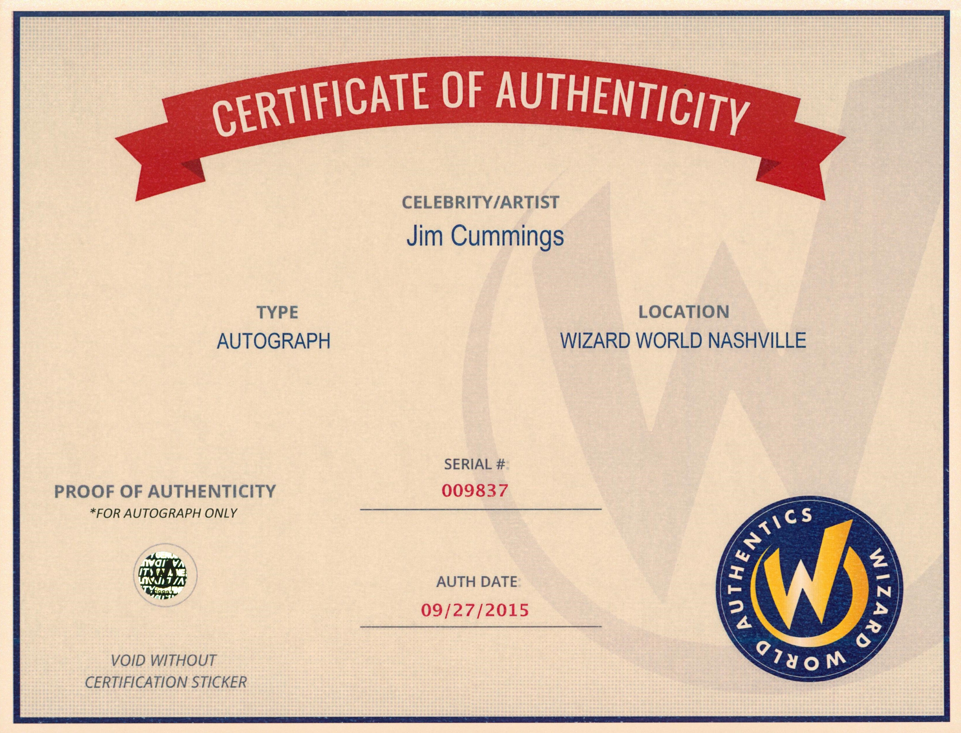 Jim Cummings Savage Dragon Archives Signed 8x10 Photo Wizard World #009837