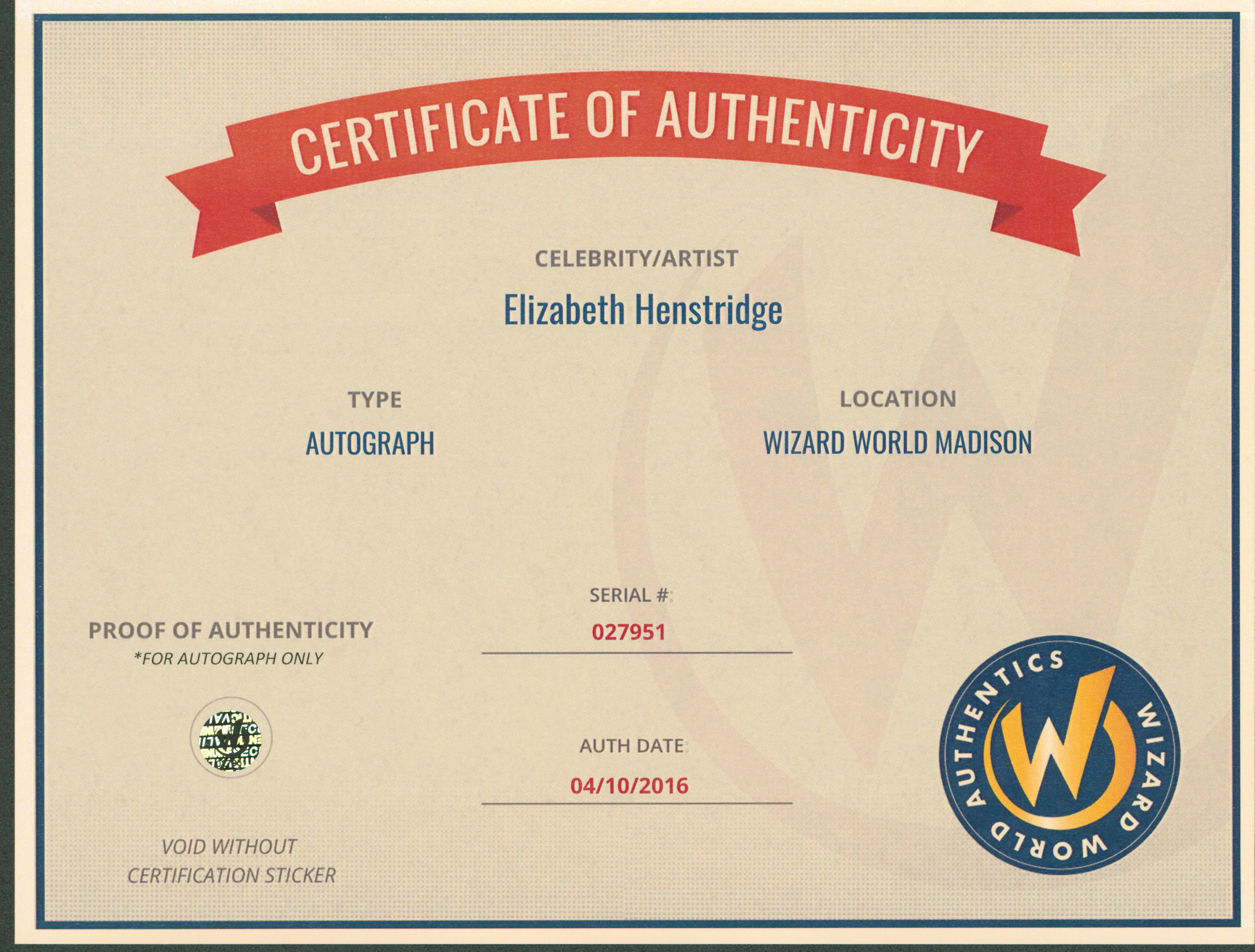 Elizabeth Henstridge Marvel's Agents of SHIELD Signed 8x10 Photo Wizard World 9