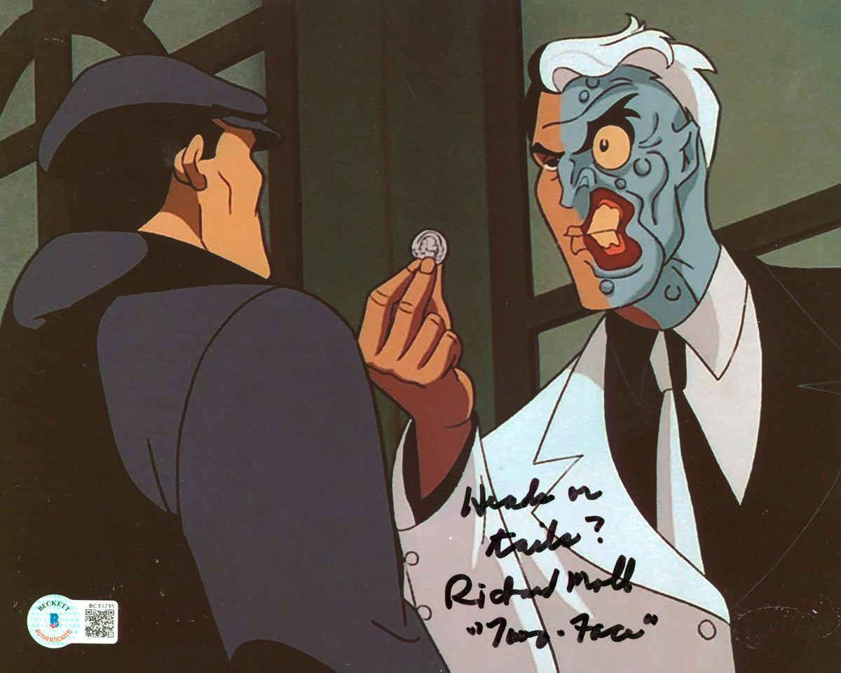 Richard Moll Batman Animated Series "Two Face" Signed 8x10 Photo BAS #BC13715
