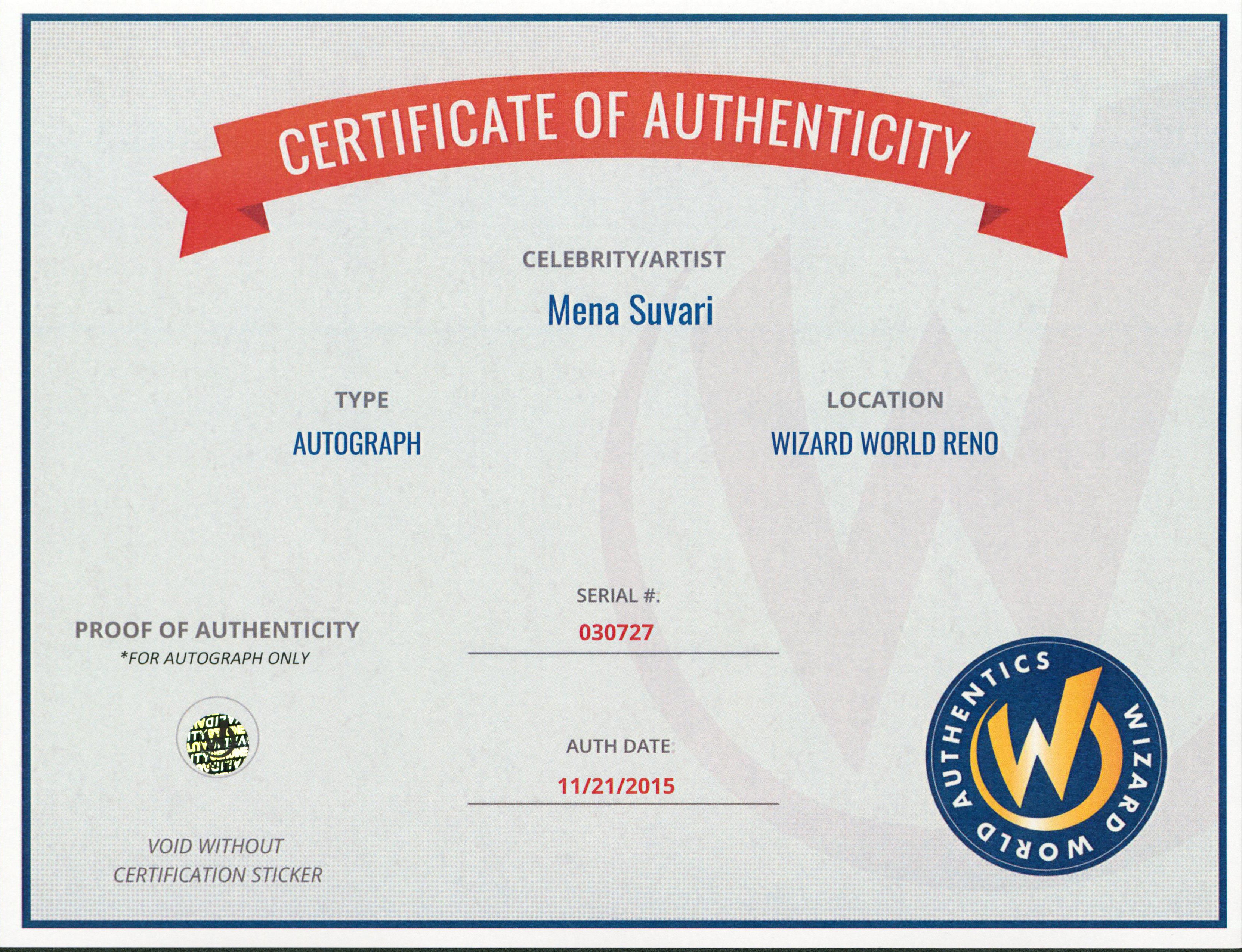 Mena Suvari American Pie Authentic Signed 8x10 Photo Wizard World