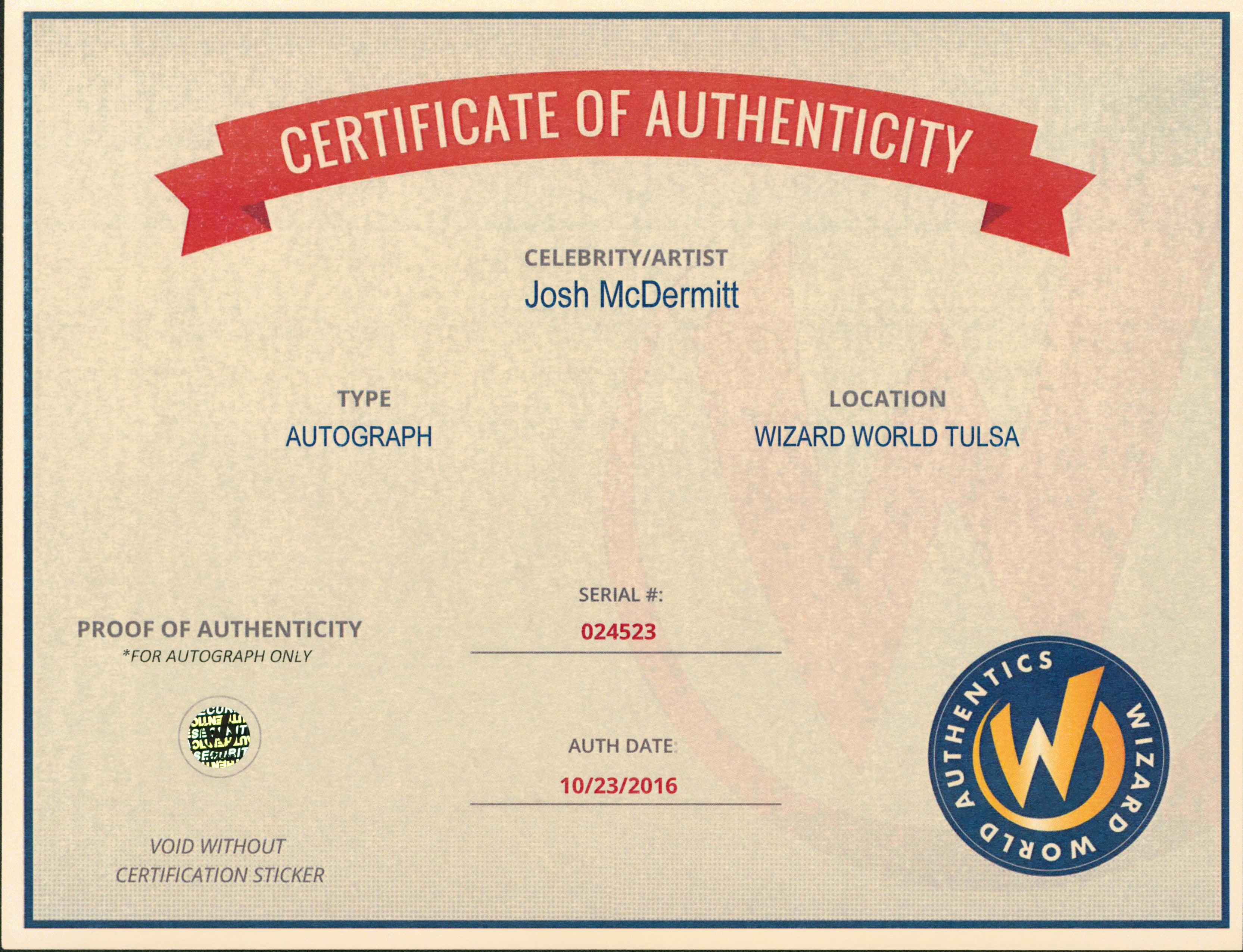 Josh McDermitt Walking Dead "Eugene" Authentic Signed 8x10 Photo Wizard World