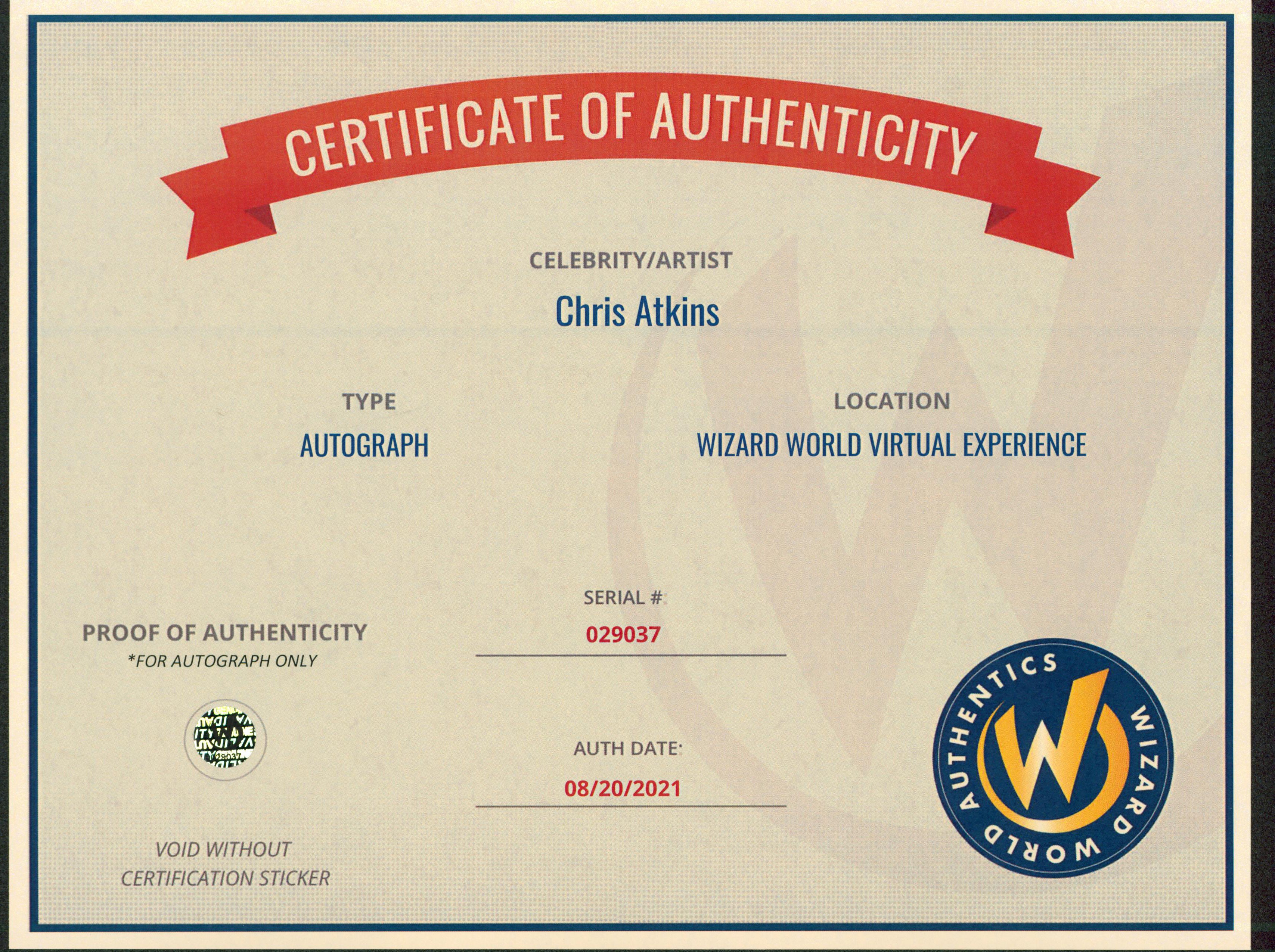 Chris Atkins The Blue Lagoon "All My Best" Signed 8x10 Photo Wizard World 1