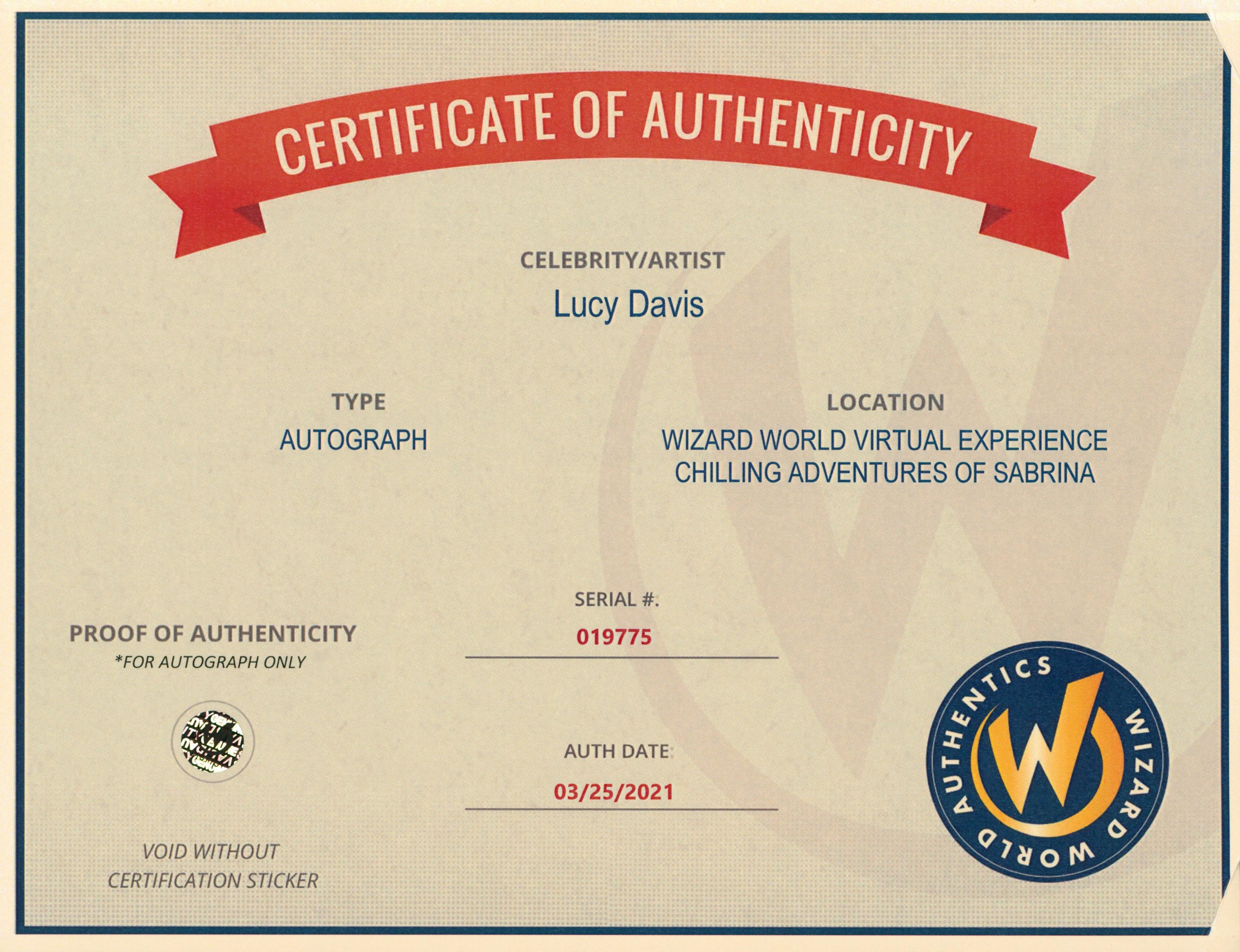 Lucy Davis Chilling Adventures Of Sabrina Signed 8x10 Photo Wizard World