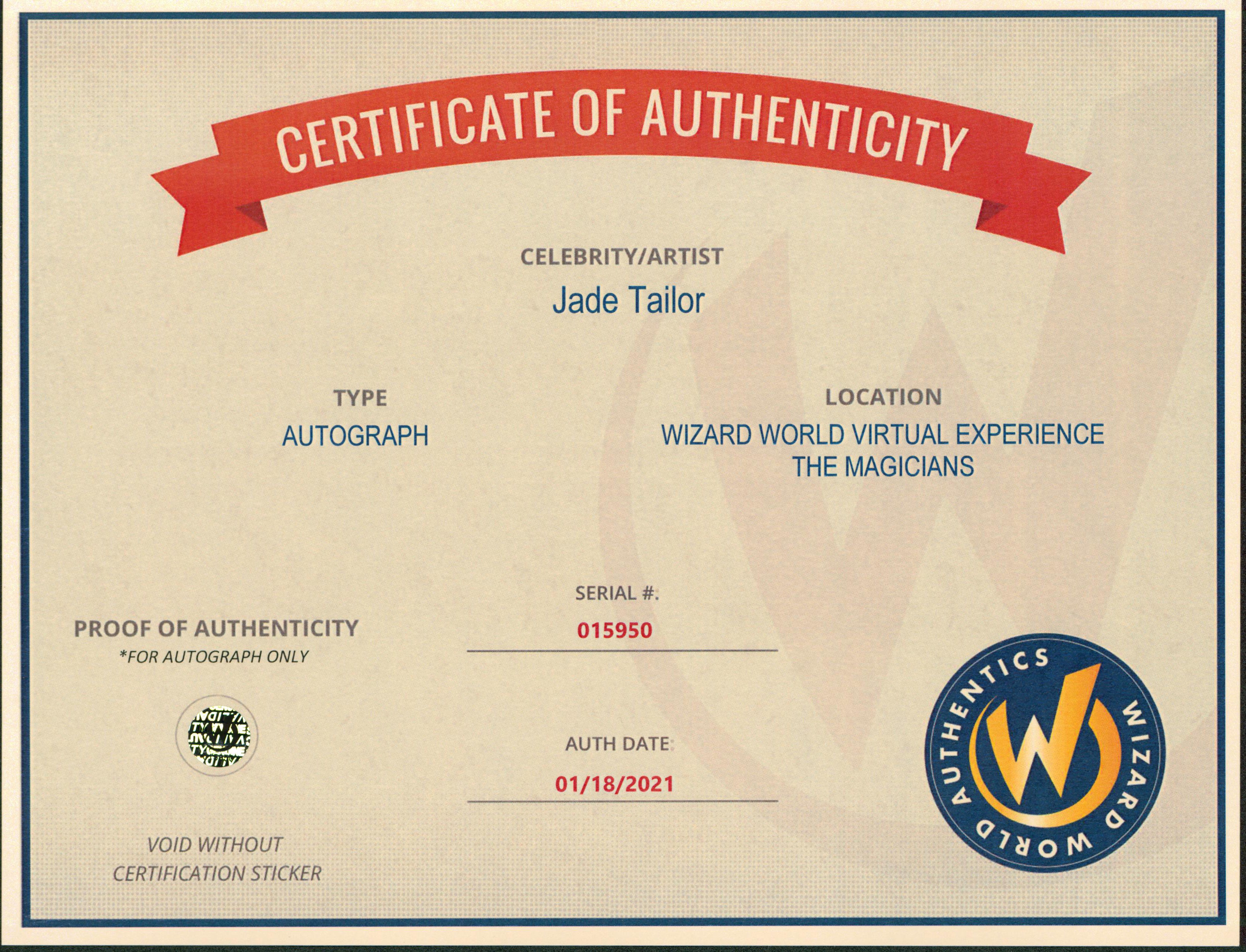 Jade Tailor The Magicians Authentic Signed 8x10 Photo Wizard World #015950