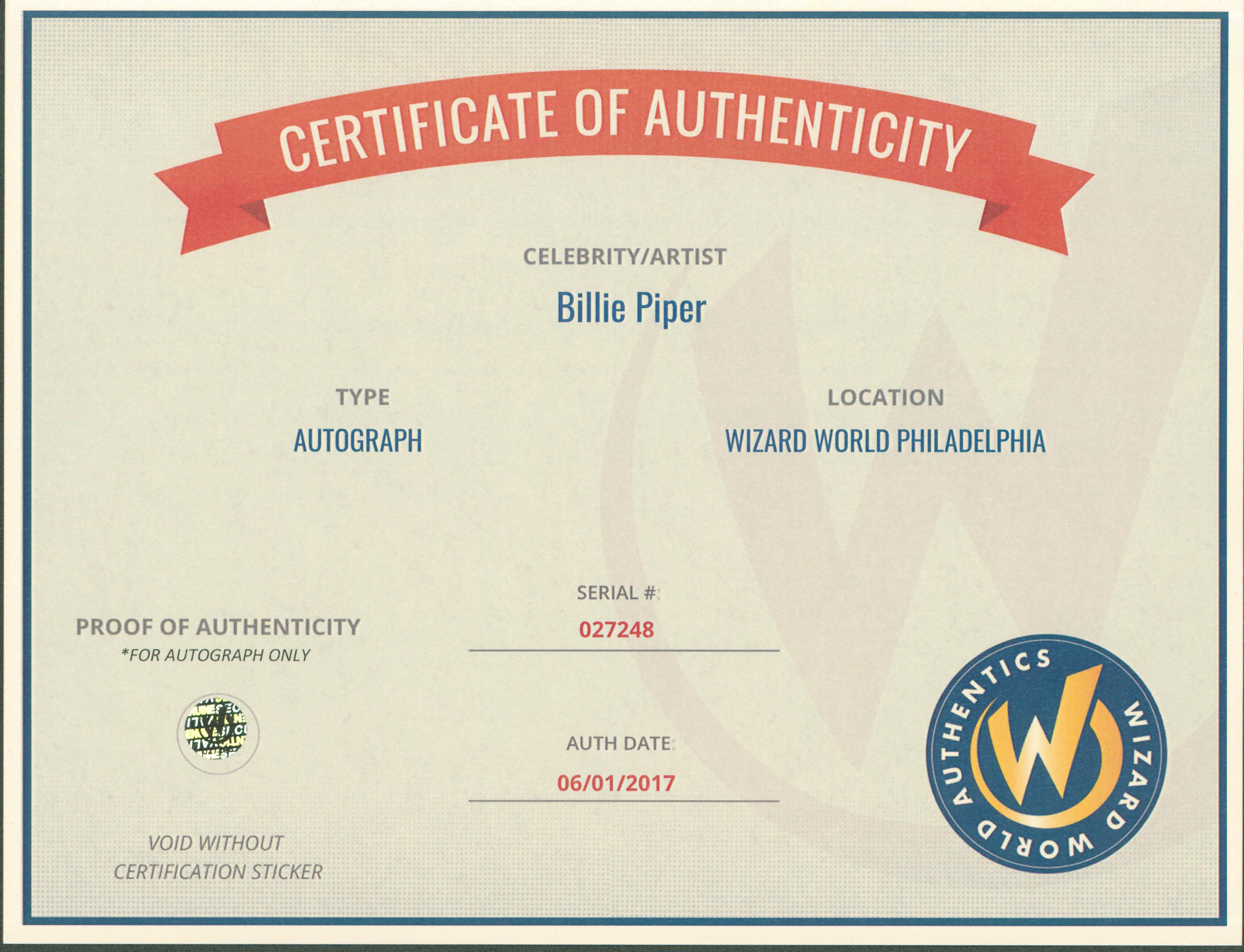 Billie Piper Penny Dreadful Authentic Signed 8x10 Photo Wizard World 1