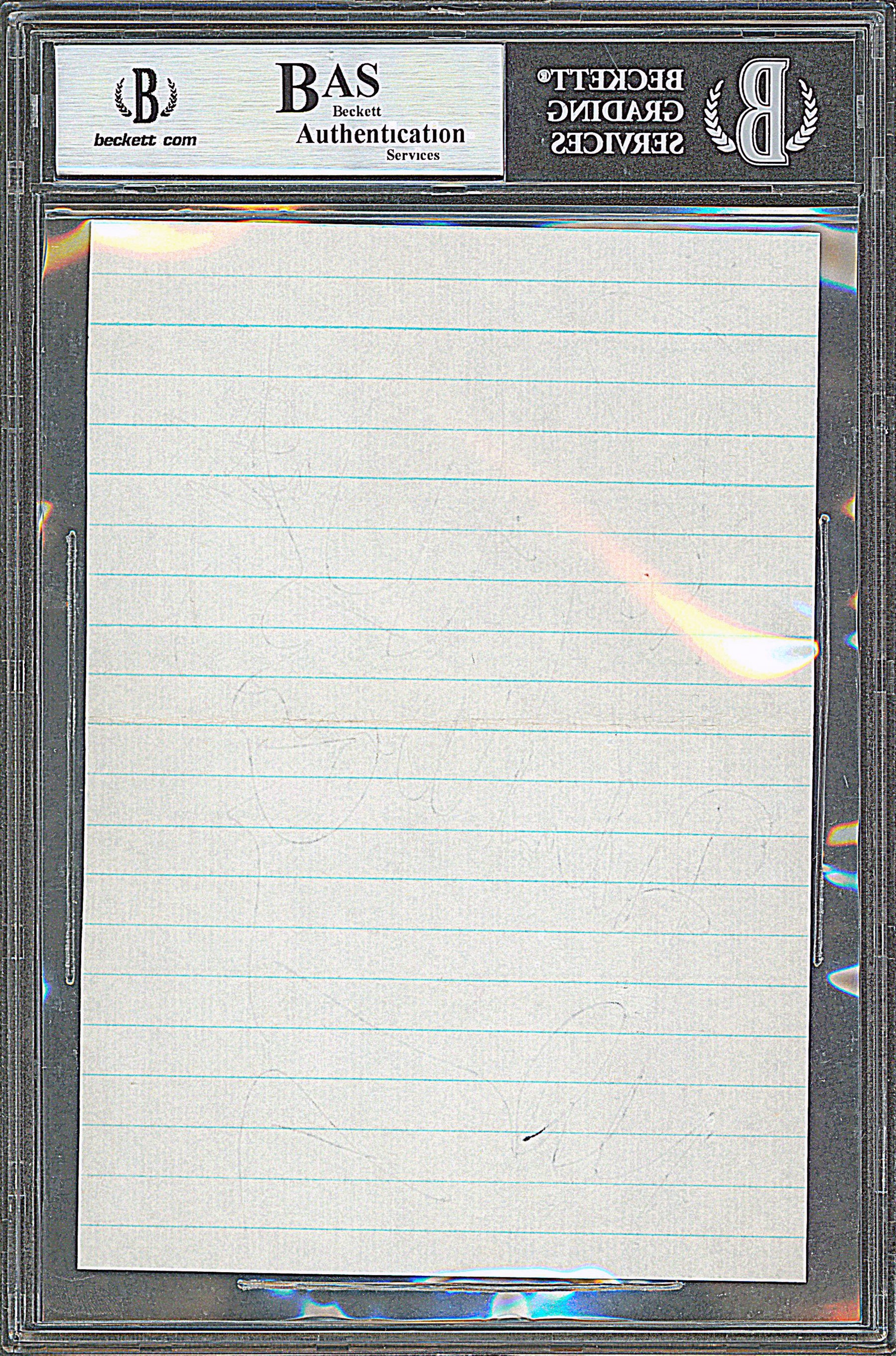 Pink Floyd (4) Gilmour, Waters, Wright & Mason Signed 5x7 Cut Signature BAS Slab
