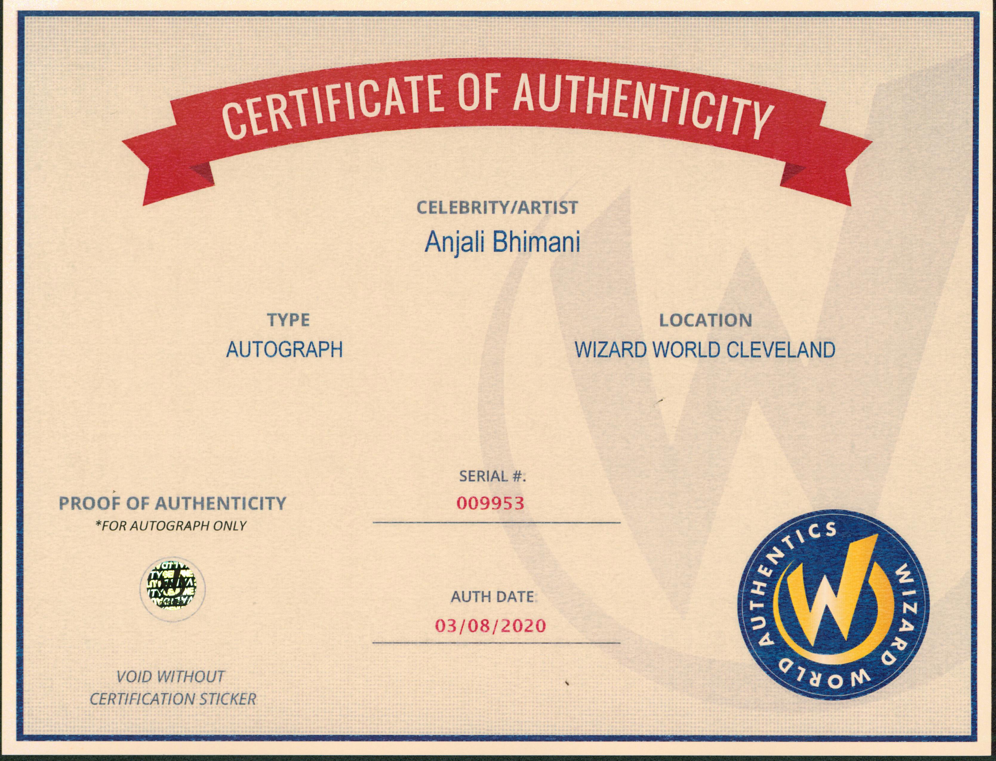 Anjali Bhimani Overwatch Authentic Signed 8x10 Photo Autographed Wizard World 4