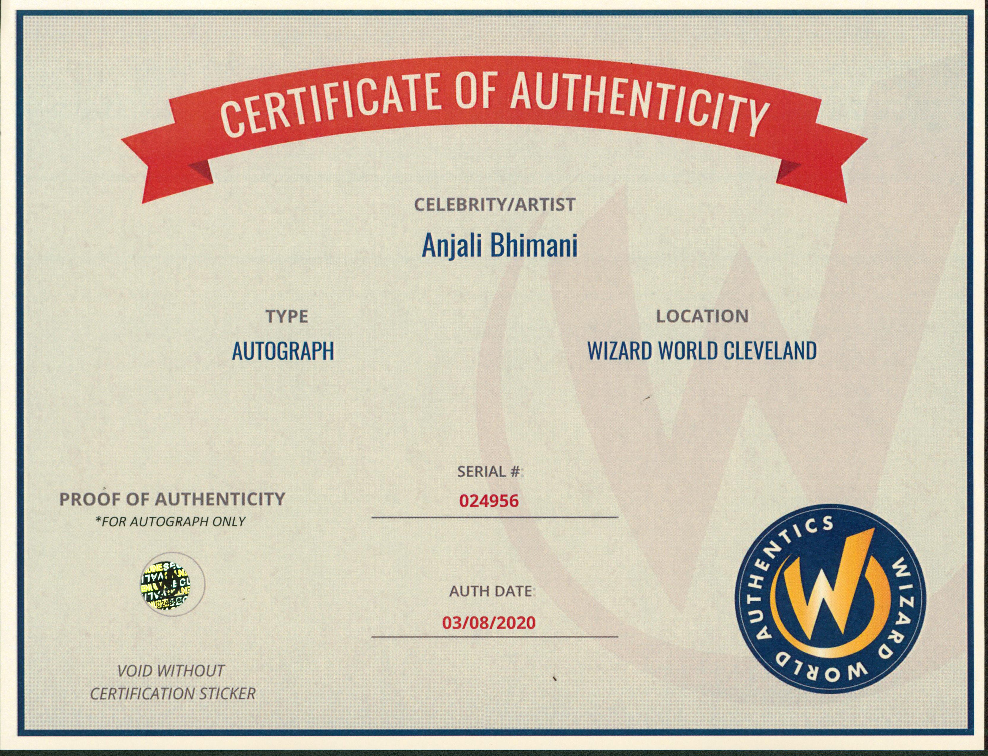 Anjali Bhimani Overwatch Authentic Signed 8x10 Photo Wizard World #024956