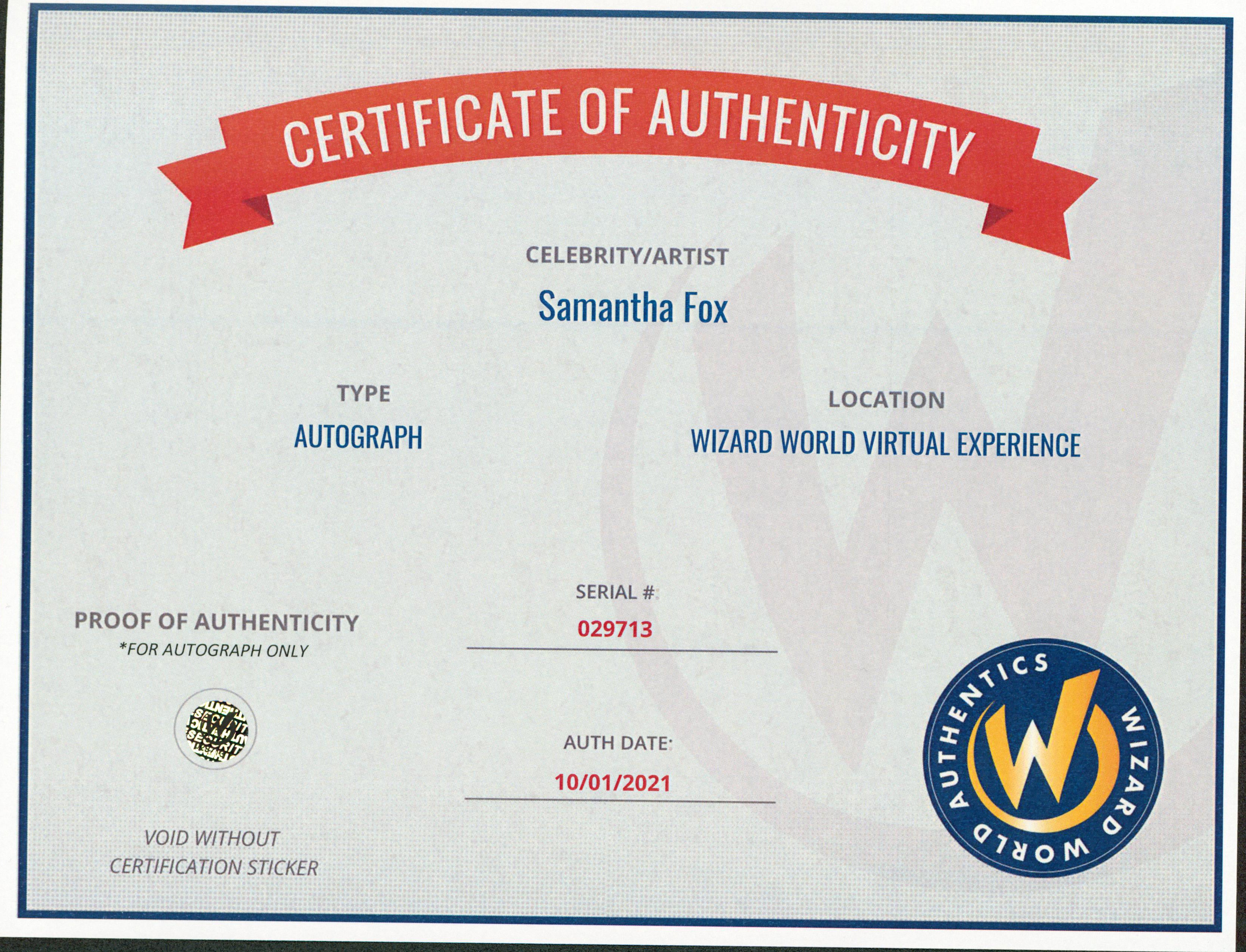 Samantha Fox "Love" Authentic Signed 8x10 Sexy Photo Autographed Wizard World 1