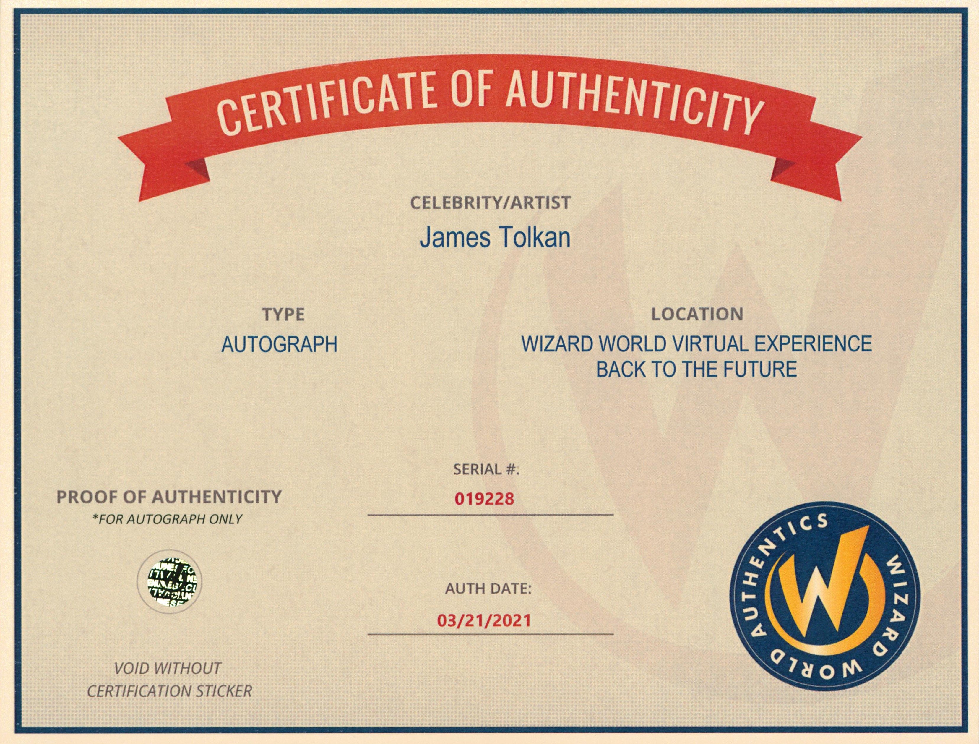 James Tolkan Back To The Future Authentic Signed 8x10 Photo Wizard World #019228