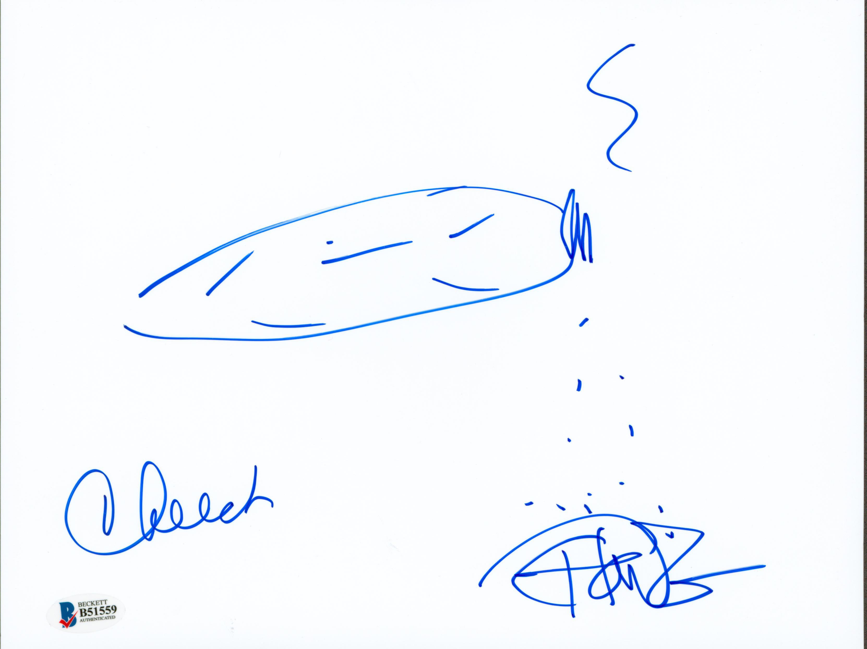 Cheech Marin & Tommy Chong Up in Smoke Signed 8.5x11 Joint Sketch BAS #B51559