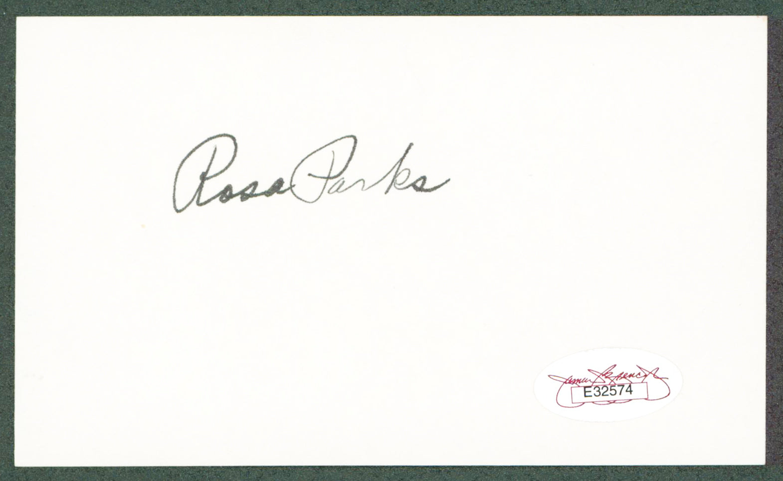 Rosa Parks Civil Rights Authentic Signed 3x5 Index Card Autographed JSA #E32574
