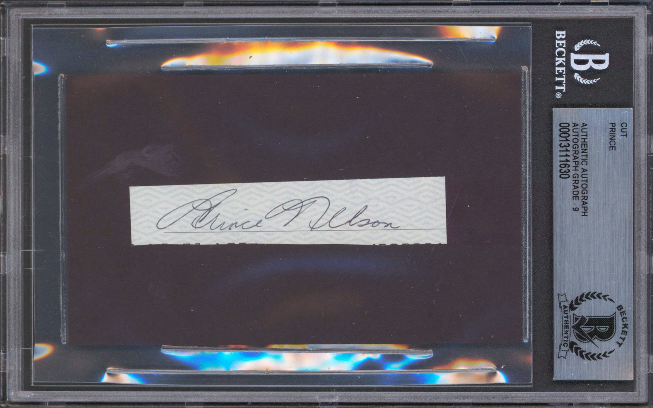 Prince Nelson Authentic Signed .75x3.5 Cut Signature Auto Graded 9! BAS Slabbed