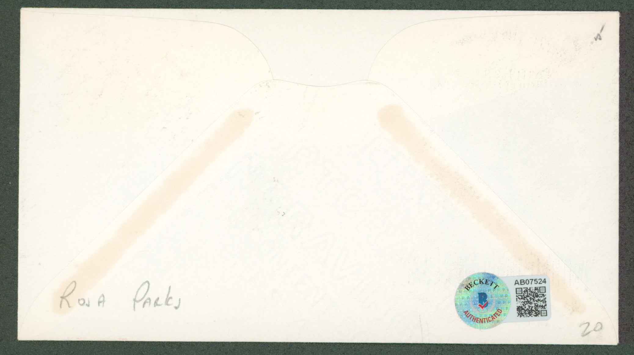 Rosa Parks "12/9/86" Signed 3.65x6.5 1960 First Day Cover Envelope BAS #AB07523