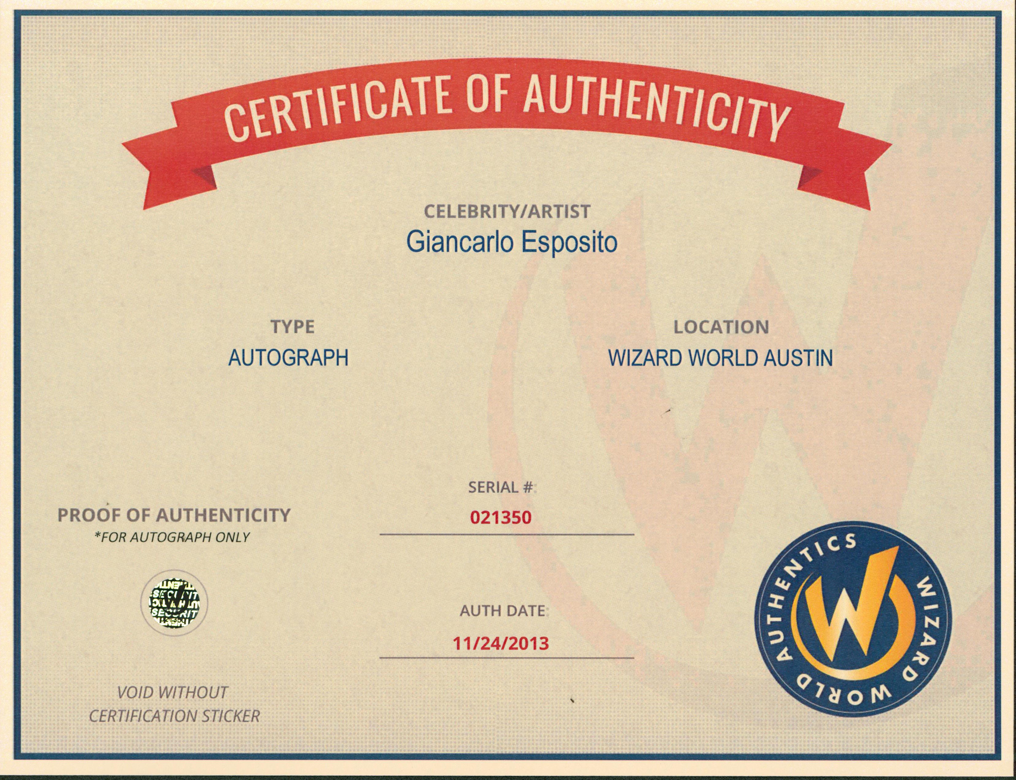 Giancarlo Esposito Revolution Authentic Signed 8x10 Photo Wizard World 3