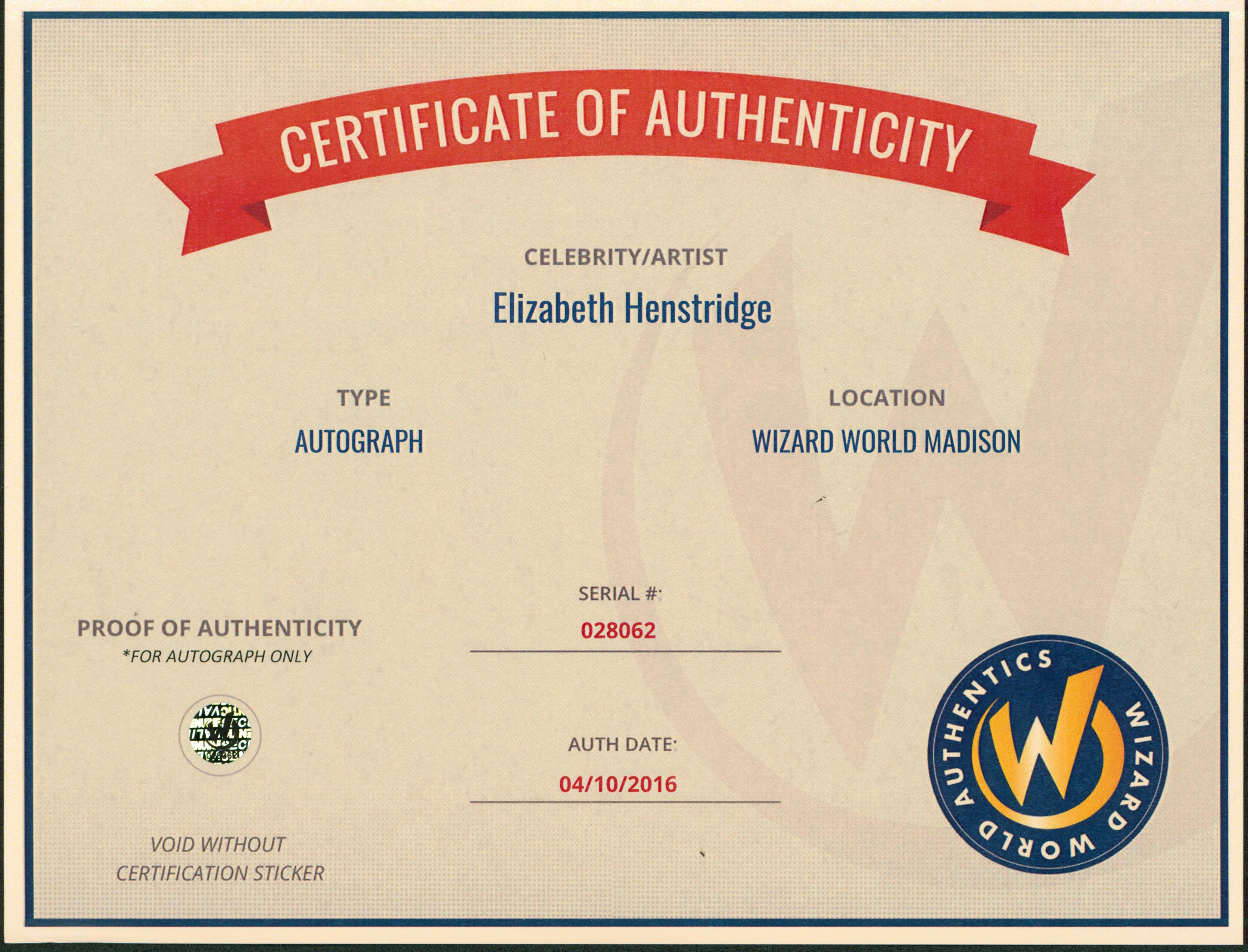 Elizabeth Henstridge Marvel's Agents of SHIELD Signed 8x10 Photo Wizard World 4