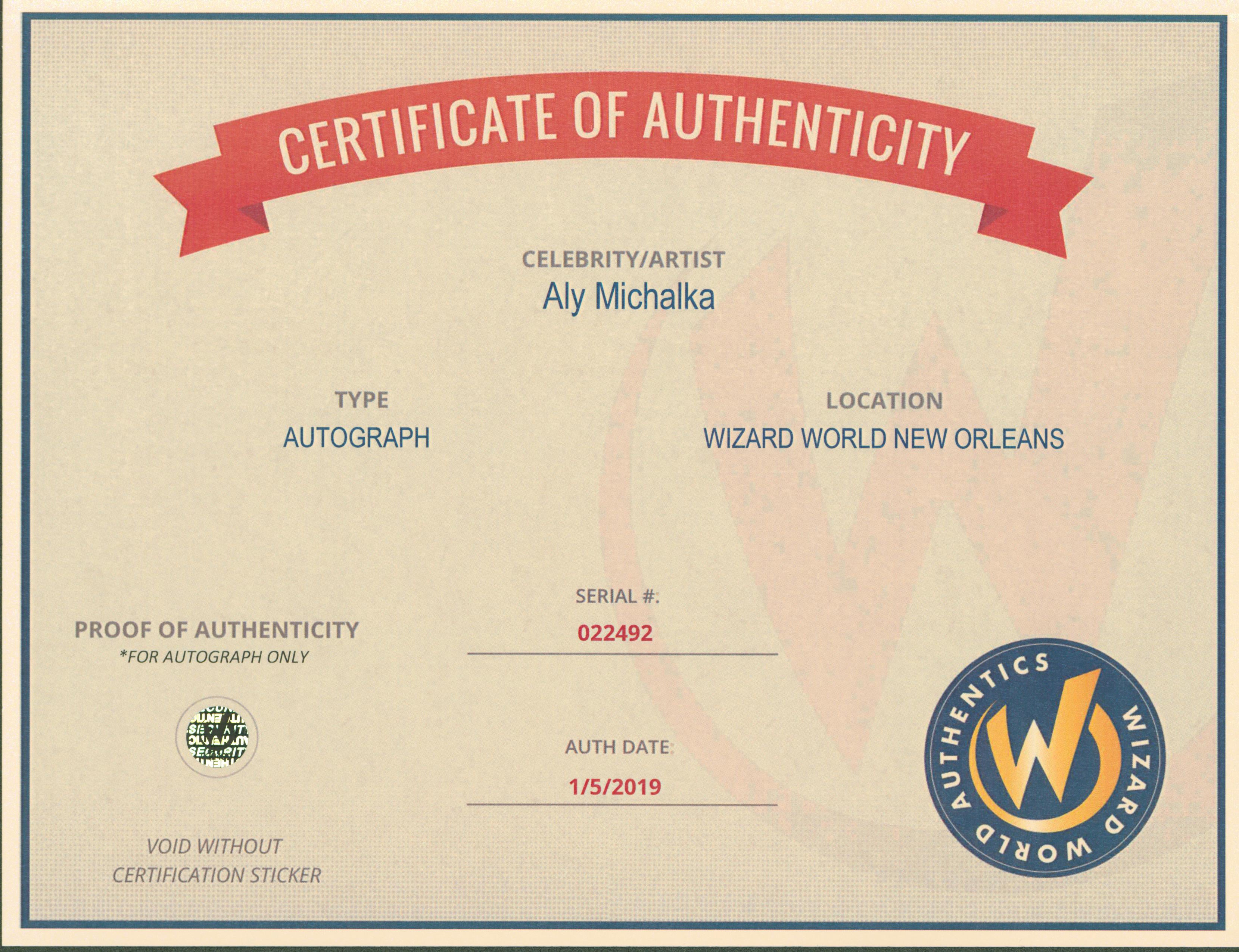 Aly Michalka Hellcats "XOXO" Authentic Signed 8x10 Photo Wizard World