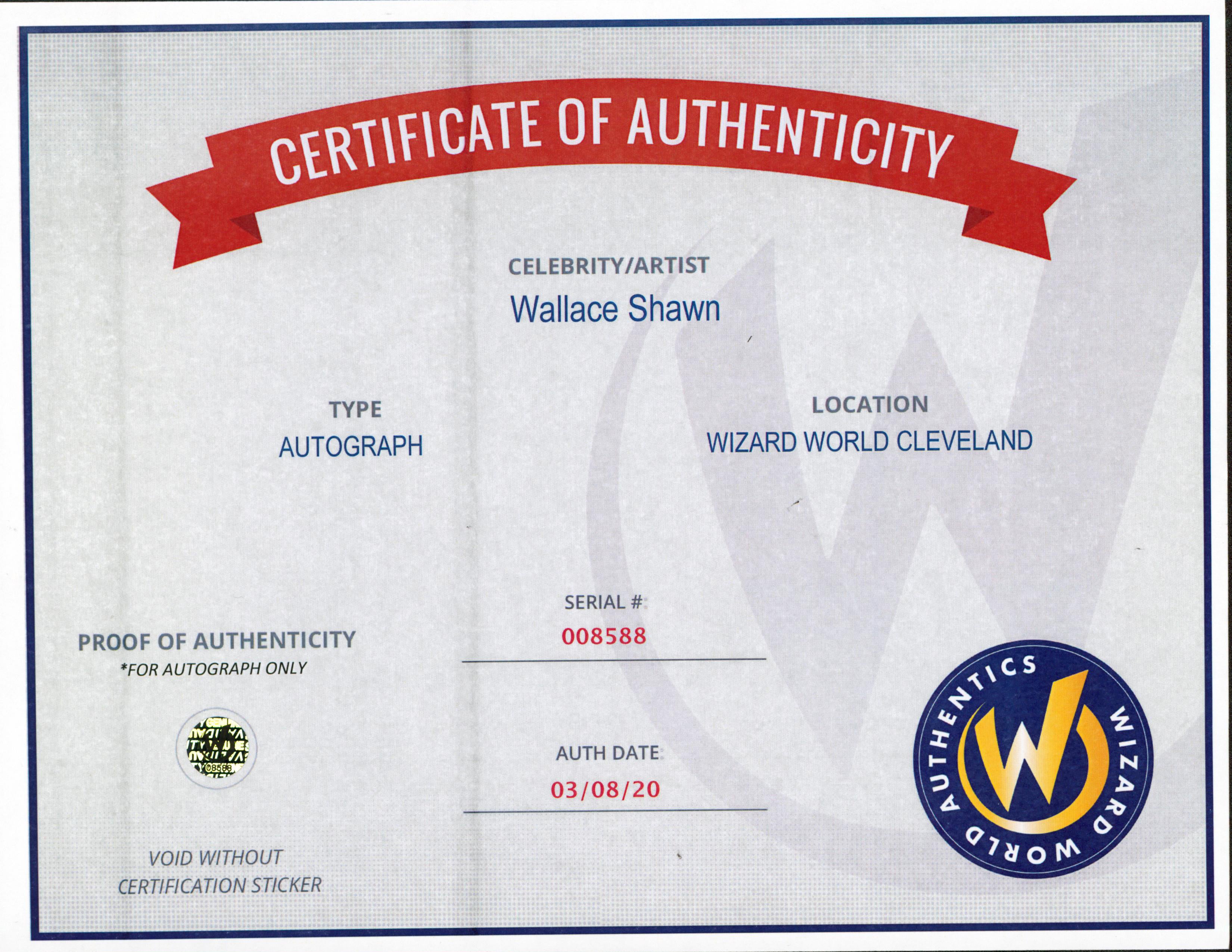 Wallace Shawn Young Sheldon Authentic Signed 8x10 Photo Autographed Wizard World