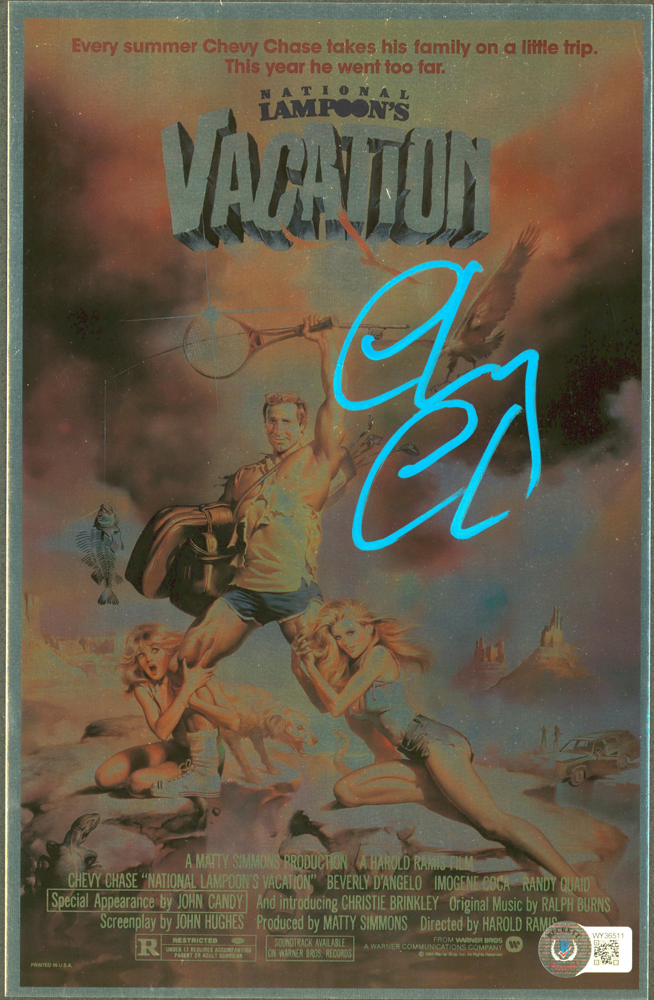 Chevy Chase Vacation Authentic Signed 7.15x11 Metallic Photo BAS Witnessed