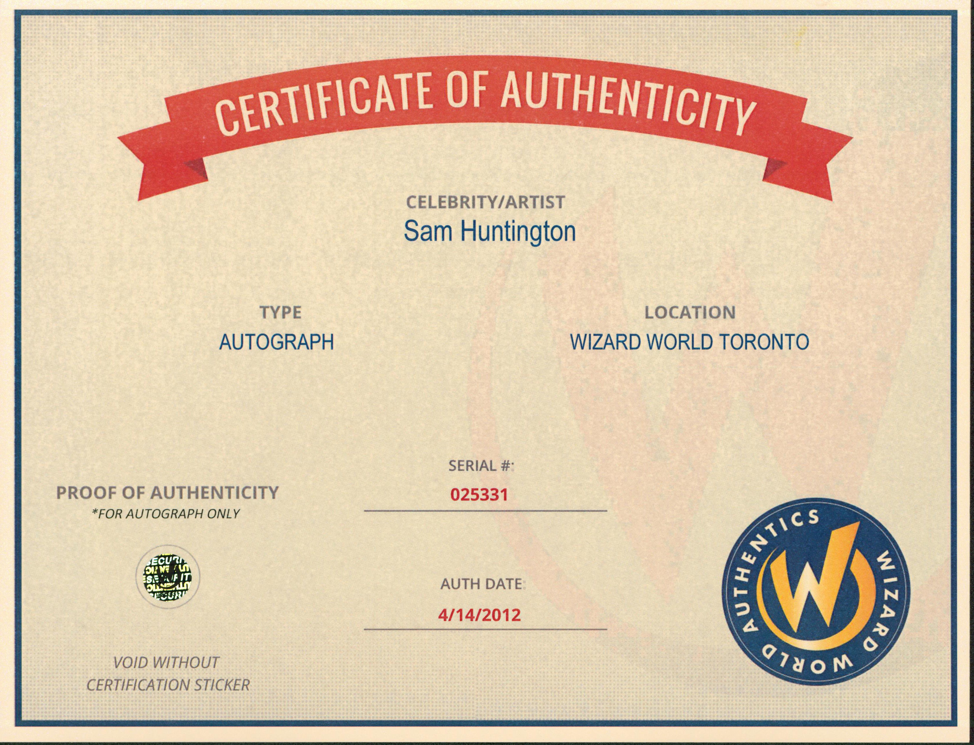 Sam Huntington Superman Returns Authentic Signed 8x10 Photo Wizard World