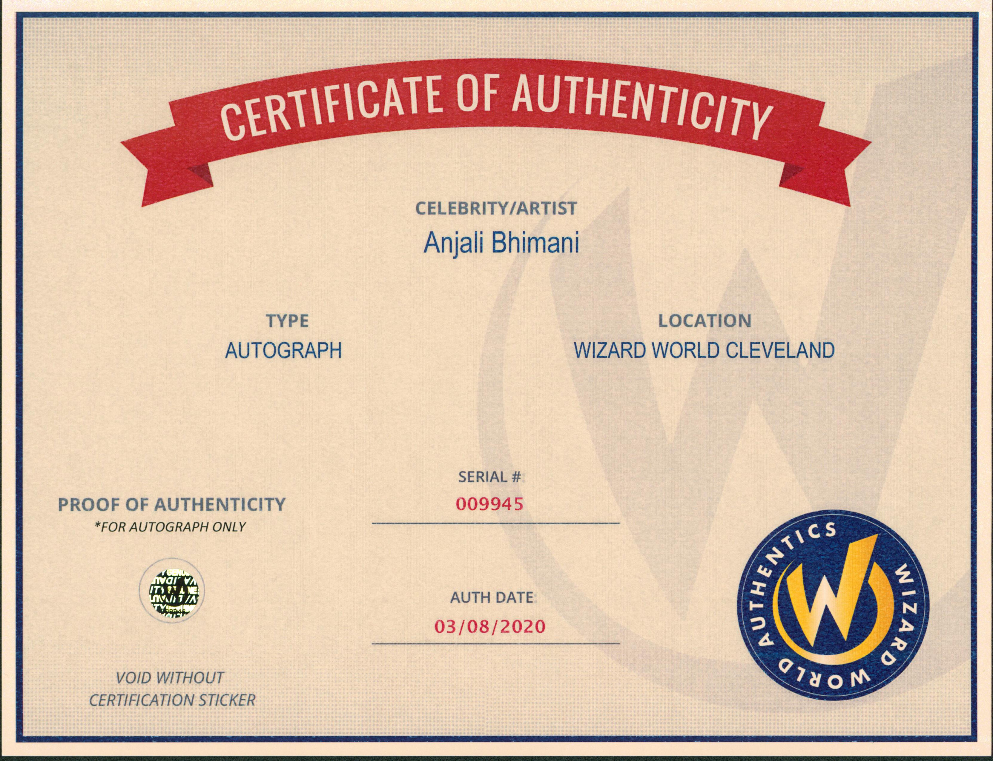 Anjali Bhimani Overwatch Authentic Signed 8x10 Photo Autographed Wizard World 1