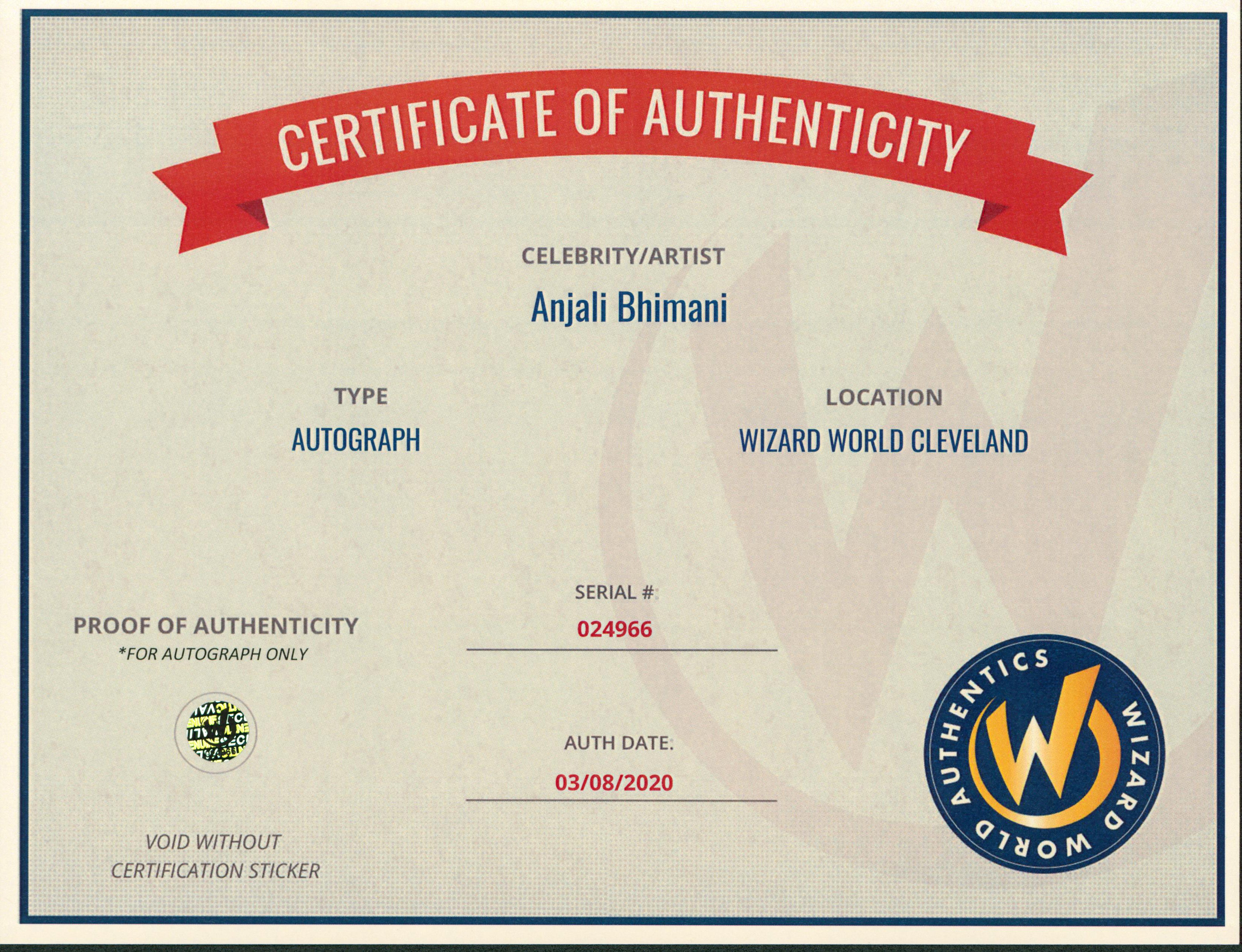 Anjali Bhimani Overwatch Authentic Signed 8x10 Photo Autographed Wizard World 2