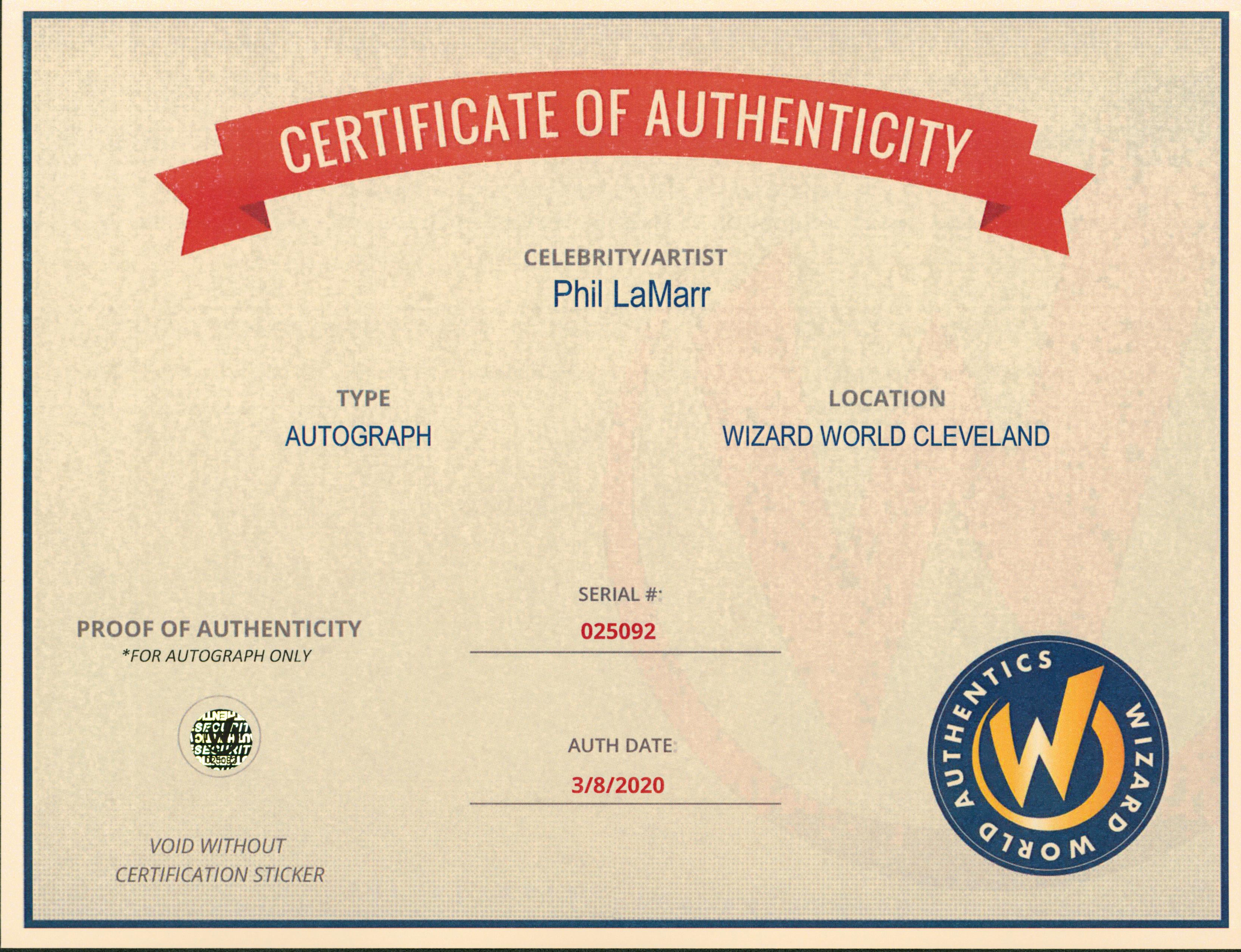 Phil LaMarr Samurai Jack Authentic Signed 8x10 Photo Autographed Wizard World 4