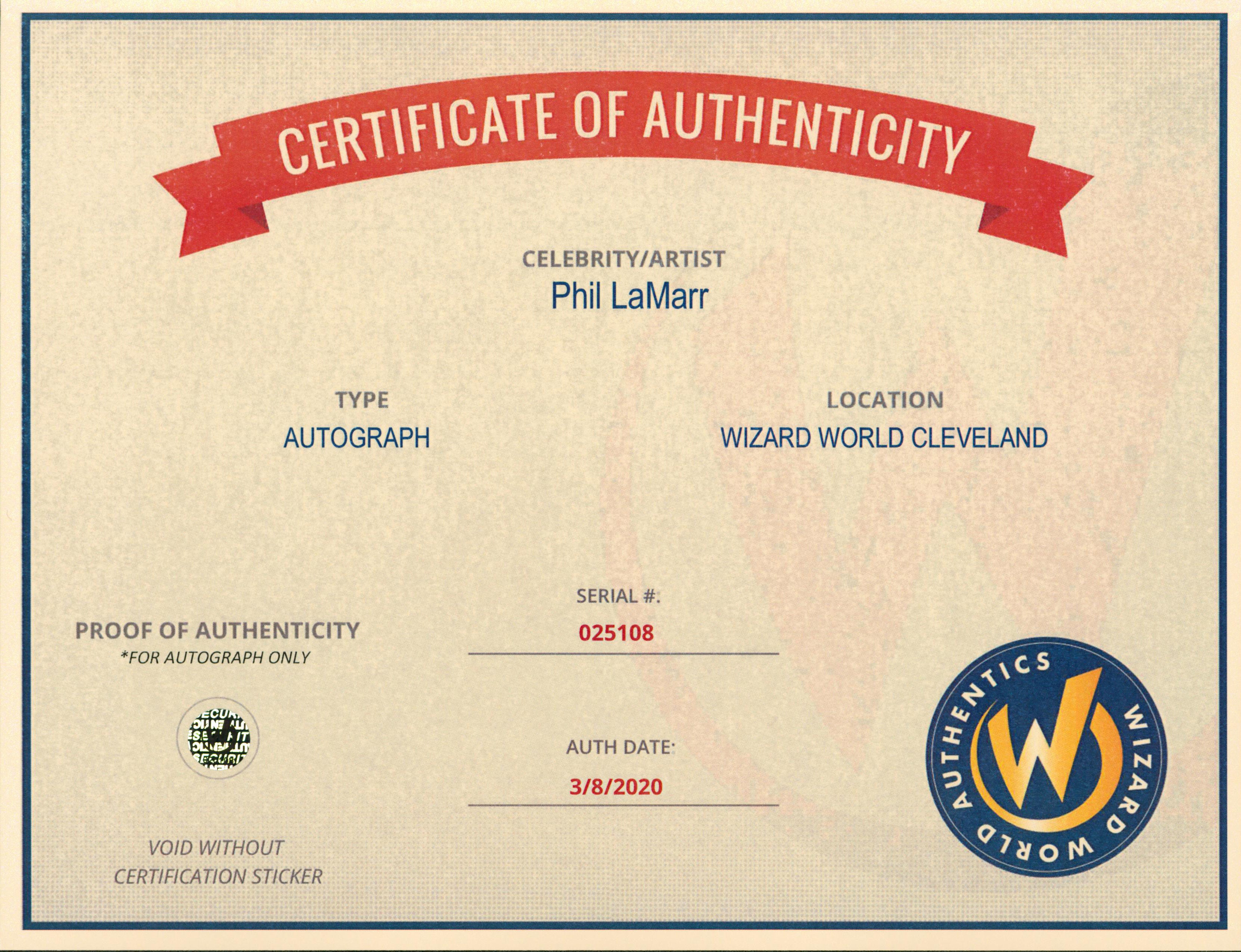 Phil LaMarr Metal Gear Solid Authentic Signed 8x10 Photo Wizard World 1