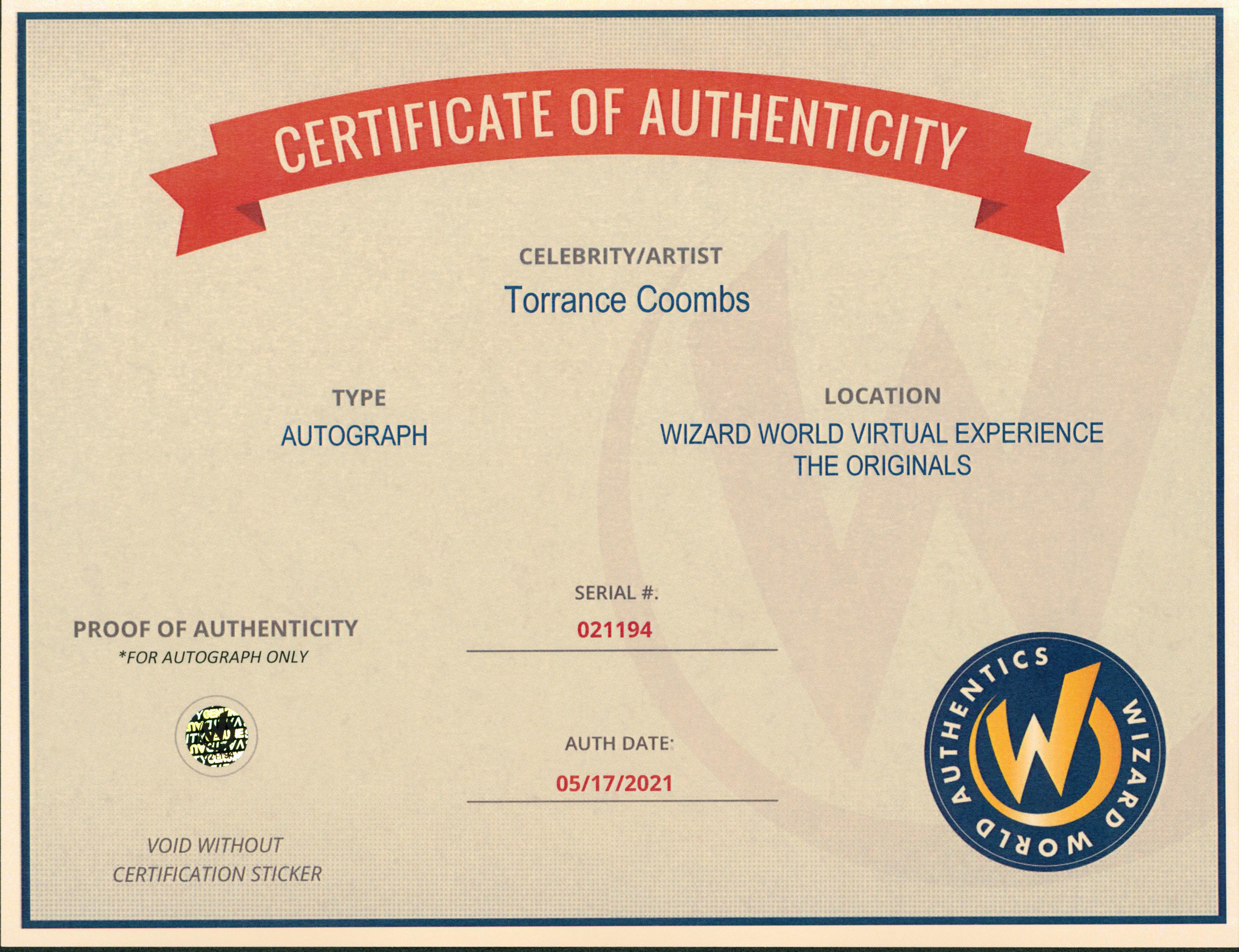 Torrance Coombs Reign Authentic Signed 8x10 Photo Autographed Wizard World 1