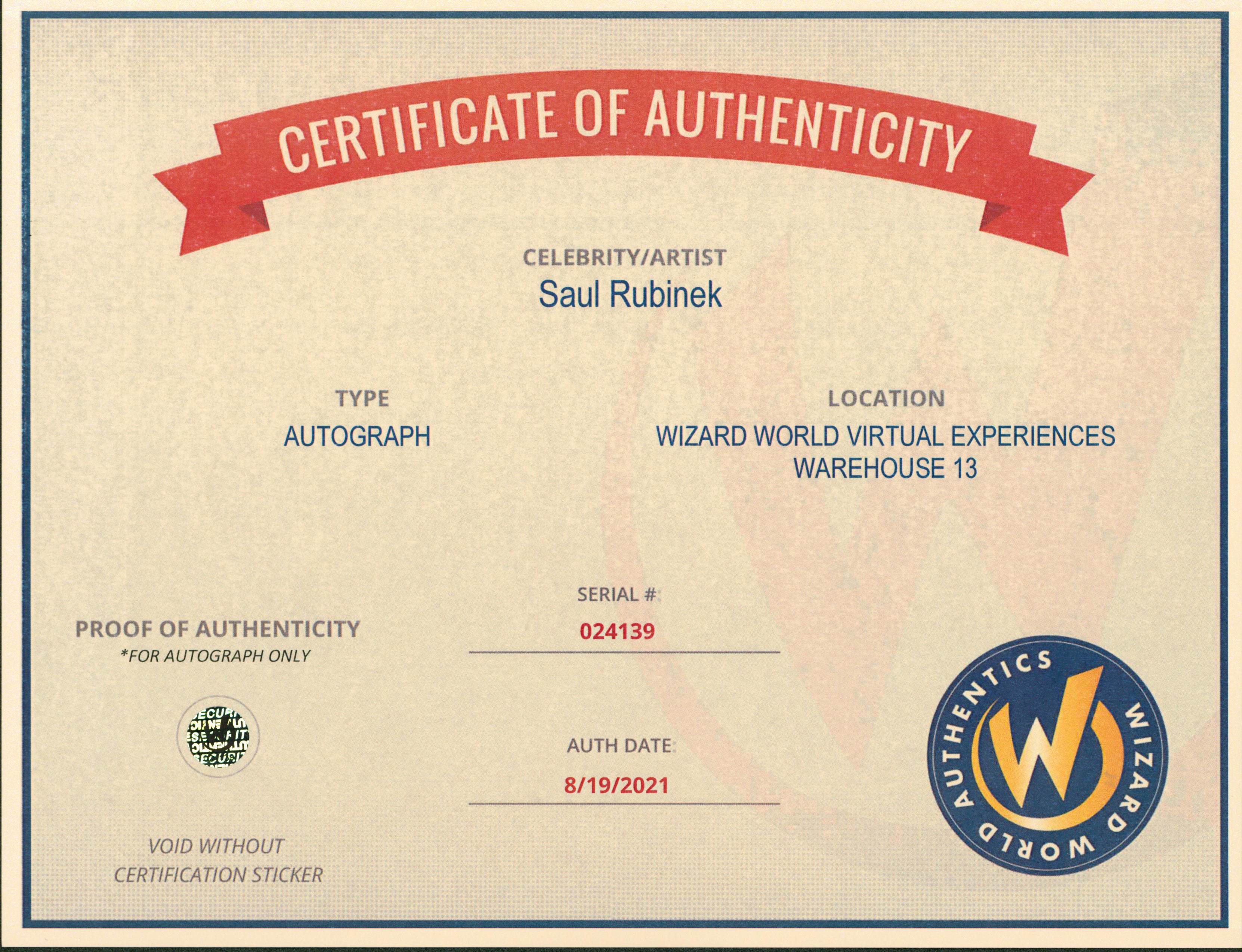 Saul Rubinek Warehouse 13 Authentic Signed 8x10 Photo Autographed Wizard World 1