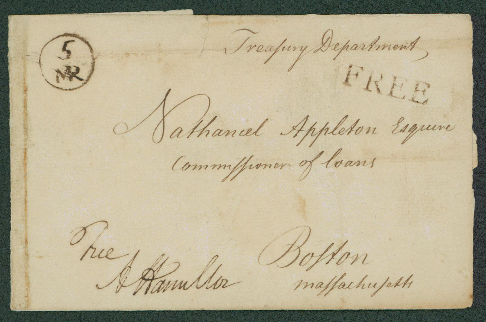 Alexander Hamilton Authentic Signed 3.5x5 Free Frank Envelope JSA #XX20479