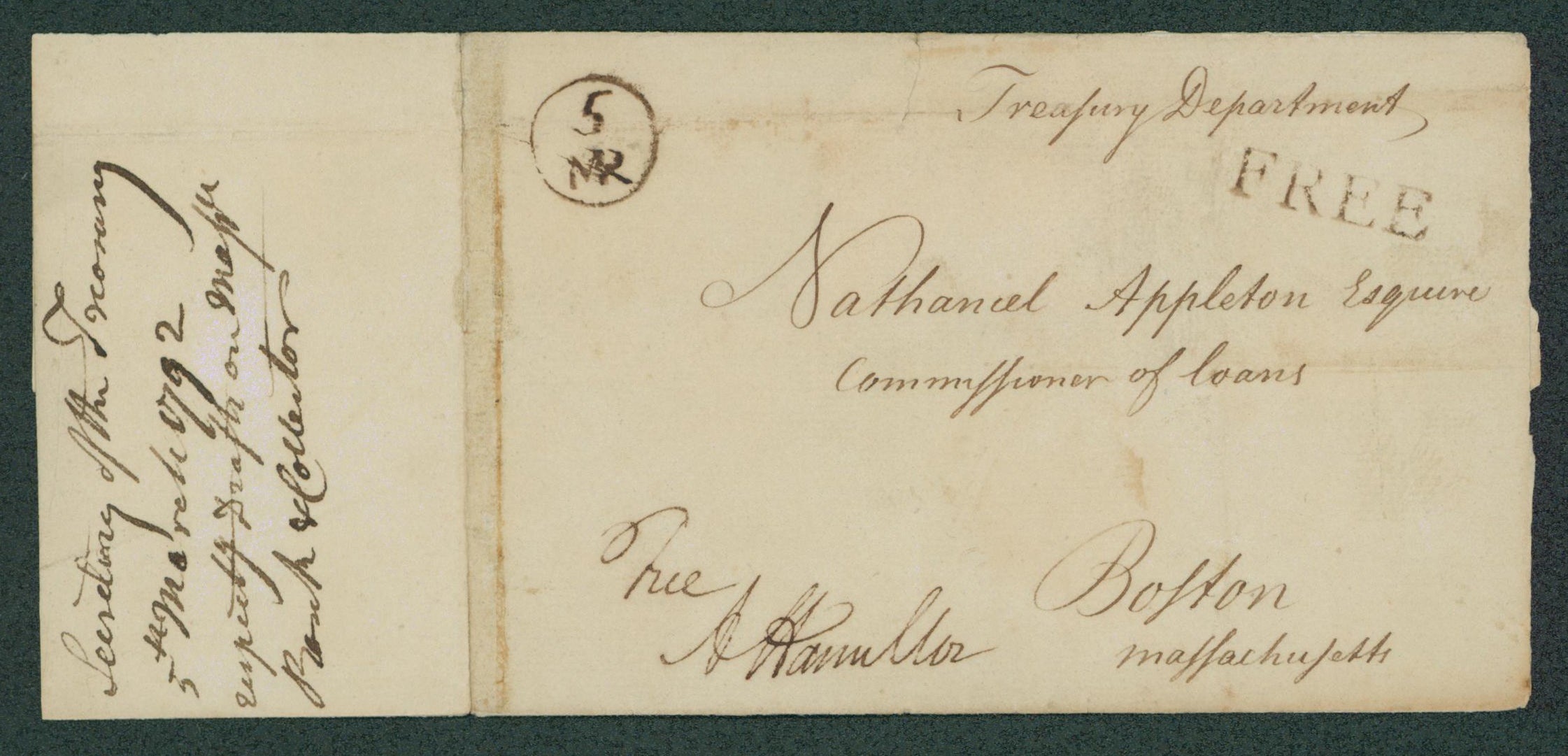 Alexander Hamilton Authentic Signed 3.5x5 Free Frank Envelope JSA #XX20479