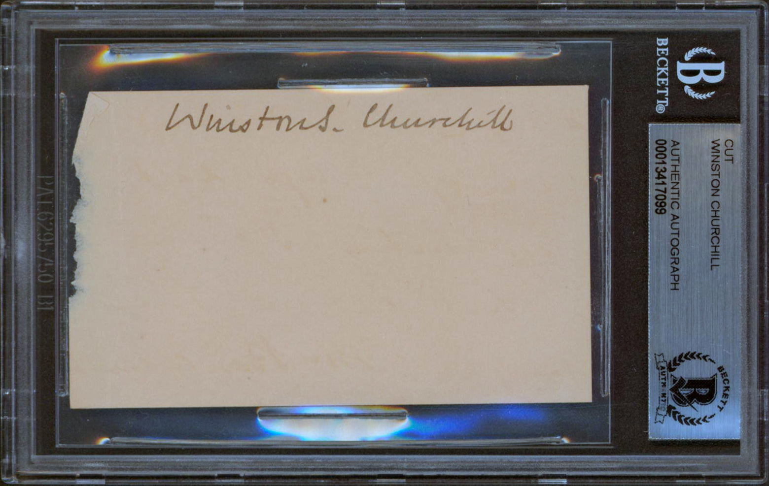 Winston Churchill Authentic Signed 2.1x3.5 Cut Signature Auto 10! BAS Slabbed